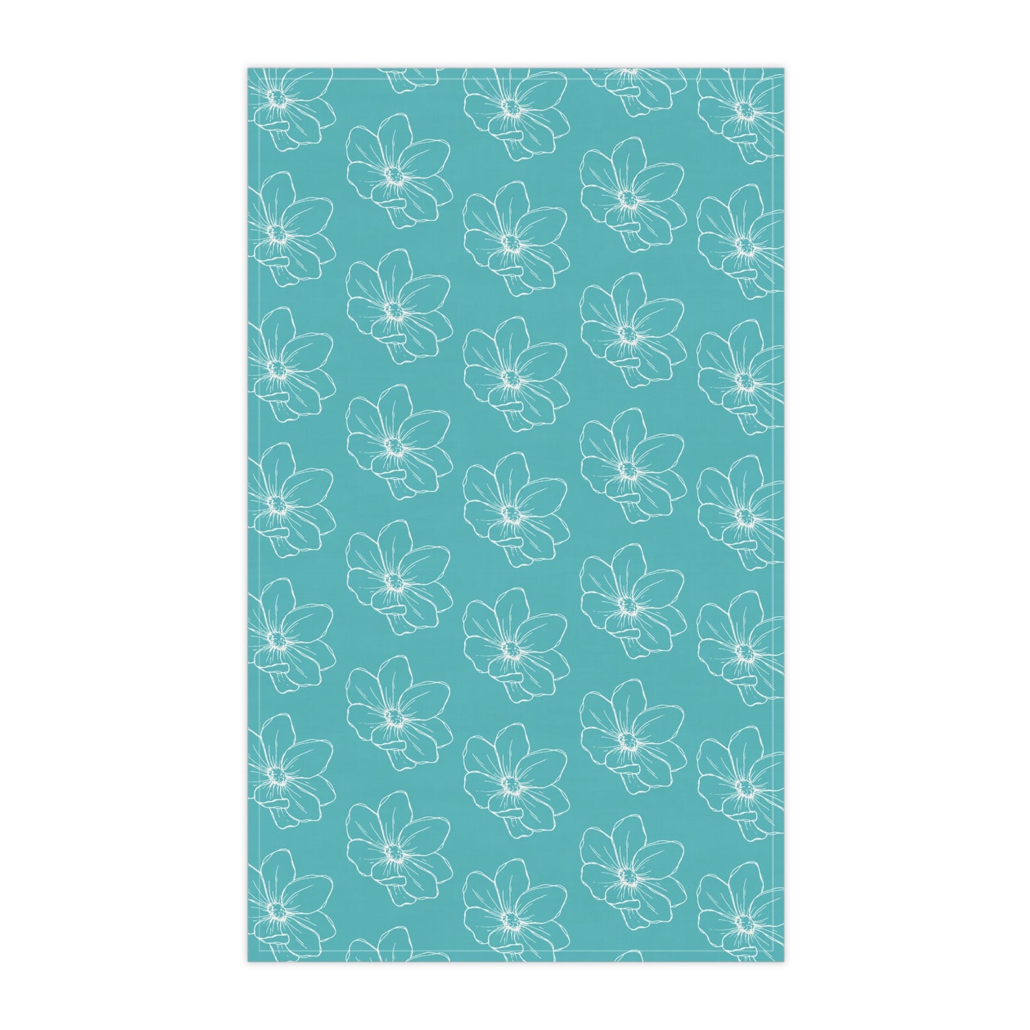 Turquoise w/ Flowers Tea Towel