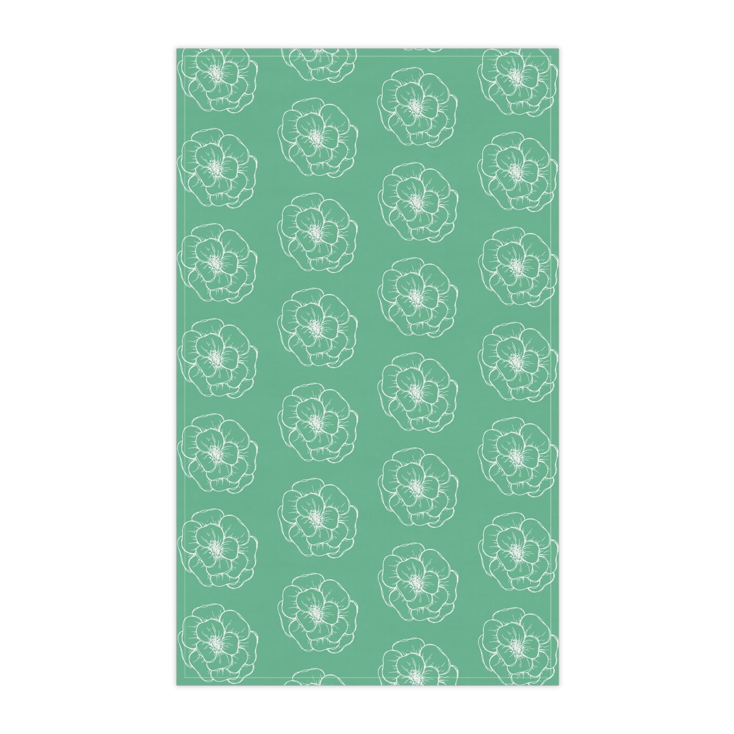Green w/ Flowers Tea Towel