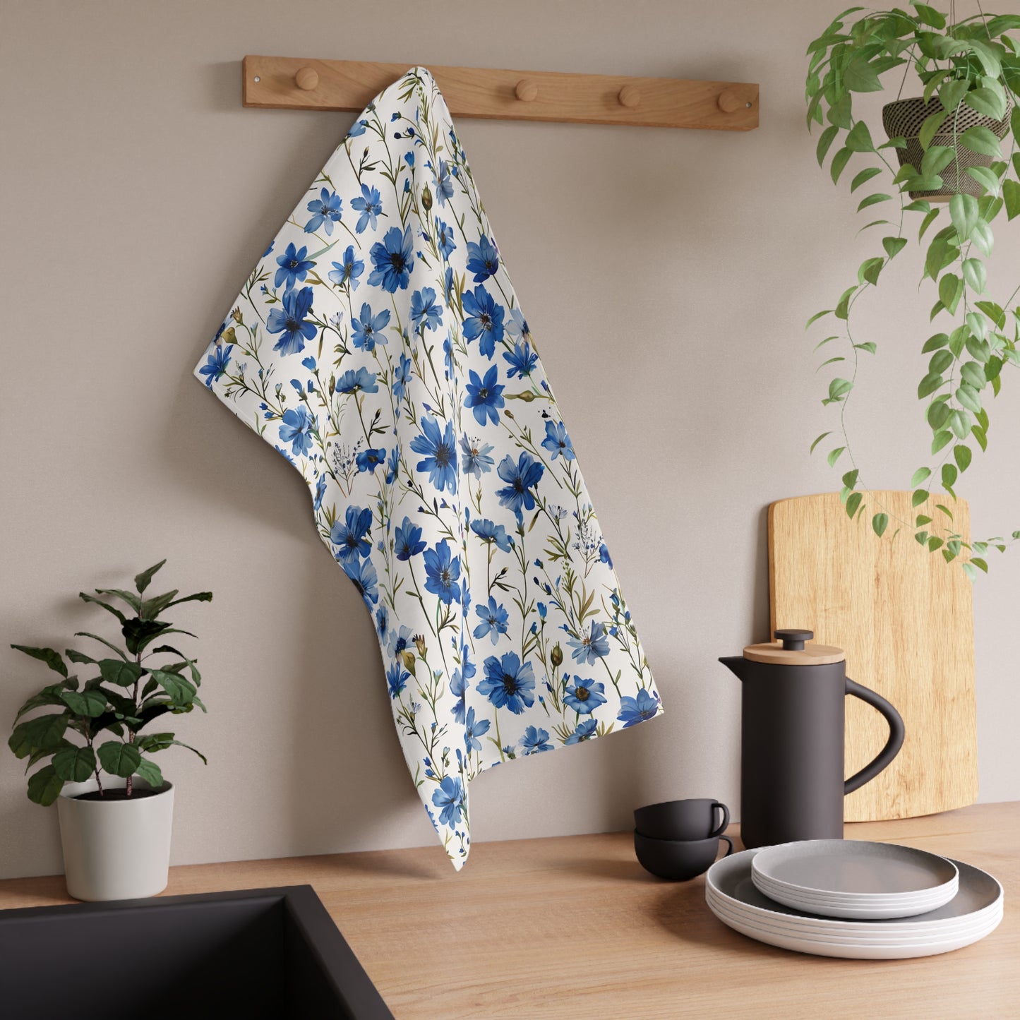 Blue Floral French Cottagecour 2 Tea Towel
