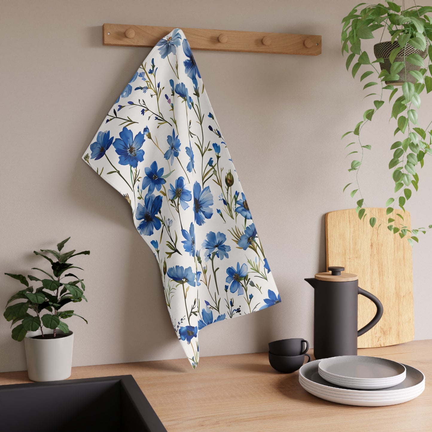 Blue Floral French Cottagecour 1 Tea Towel