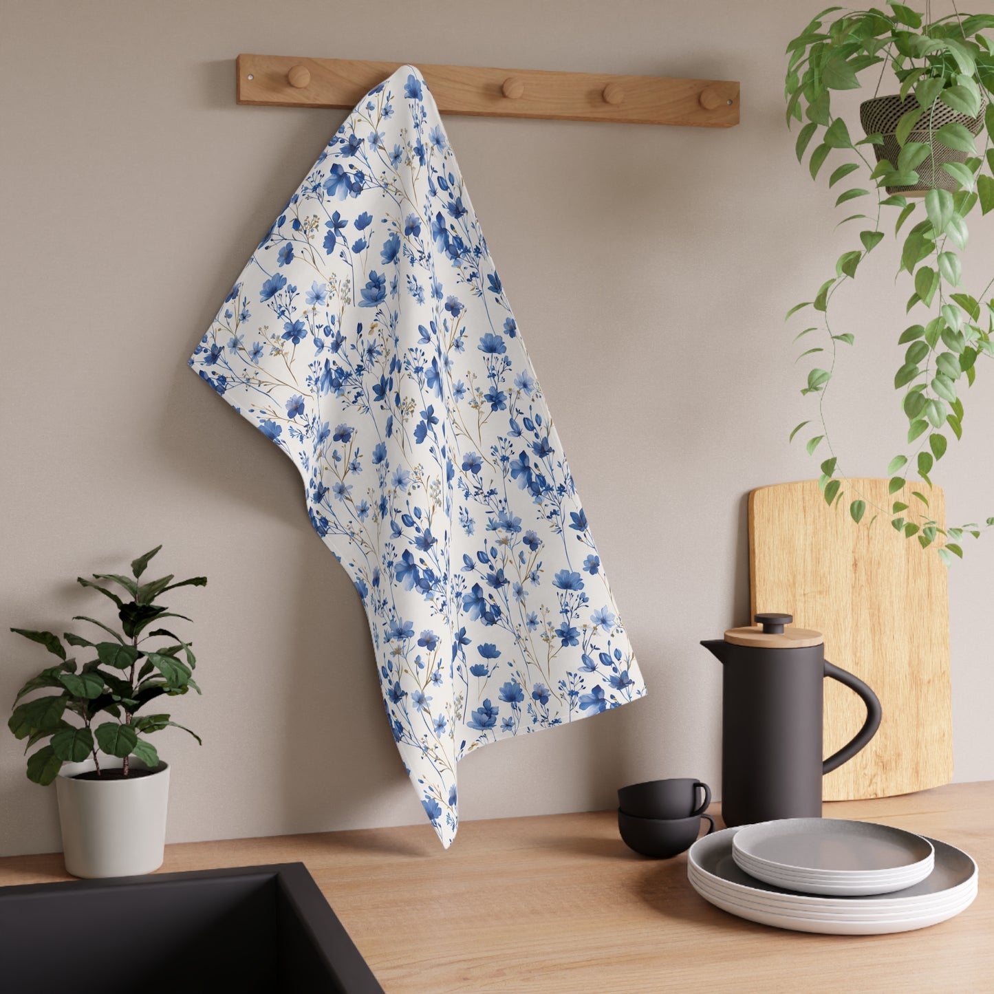 Blue Floral French Cottagecour 6 Tea Towel