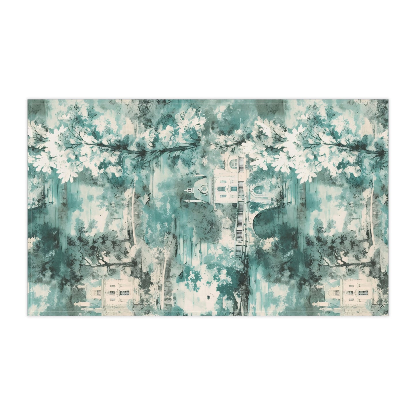 Mint French Country Toile (Manor) Tea Towel (cotton twill)