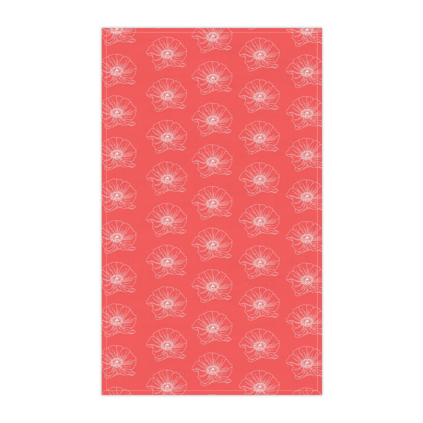 Red w/ Flowers Tea Towel