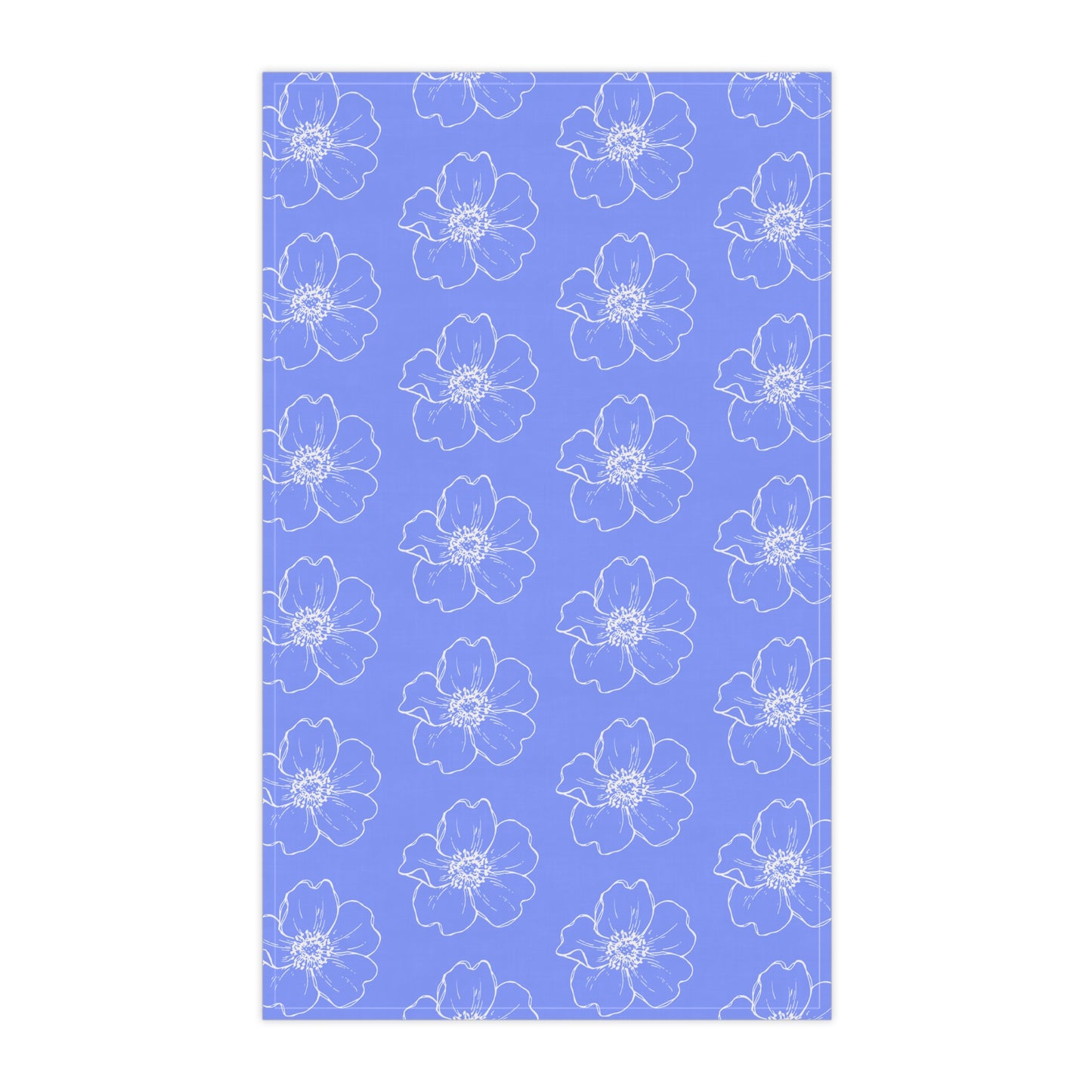 Periwinkle w/ Flowers Tea Towel