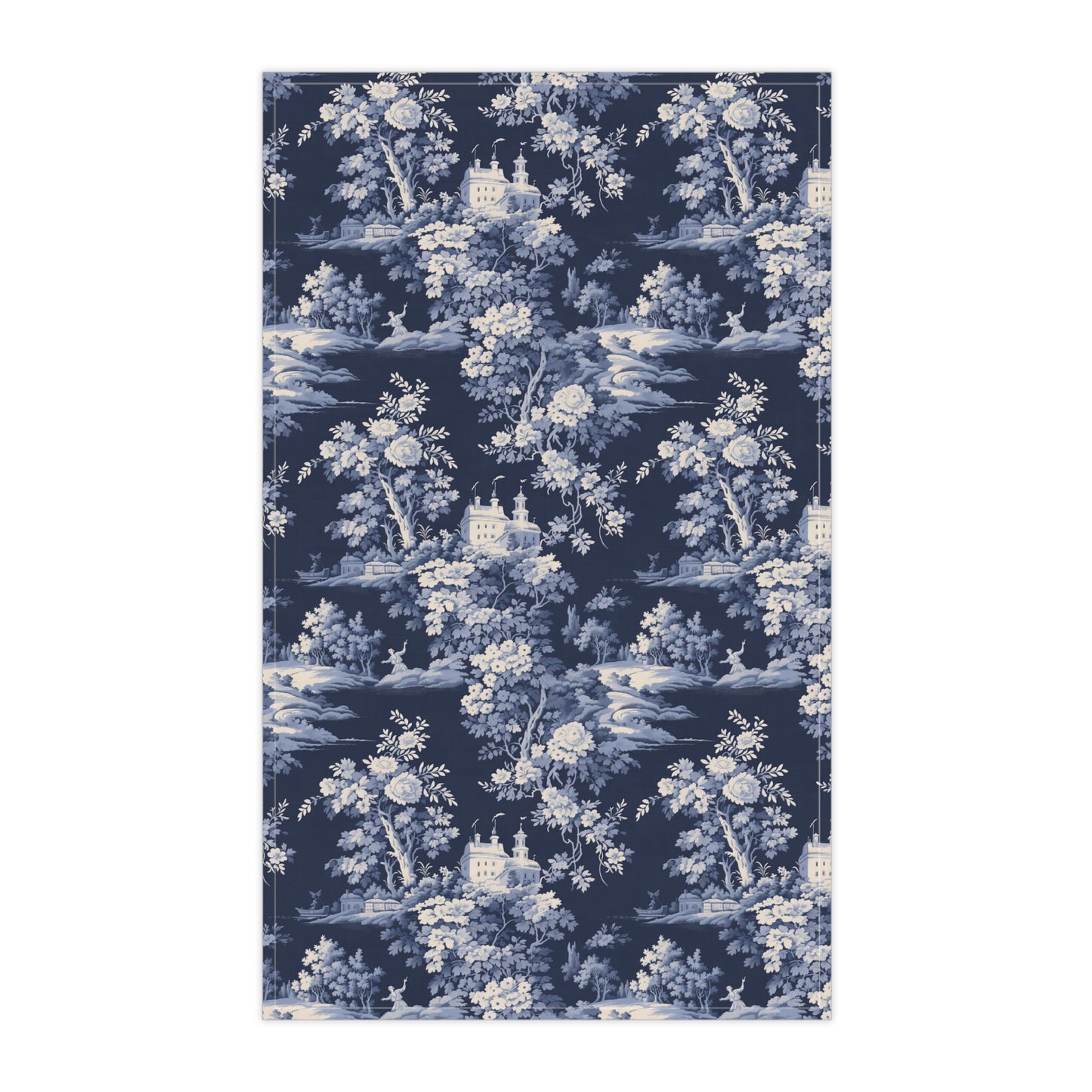 Dark Blue French Toile 3 Tea Towel