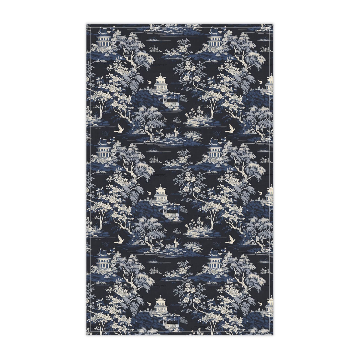 Dark Blue French Toile 2 Tea Towel