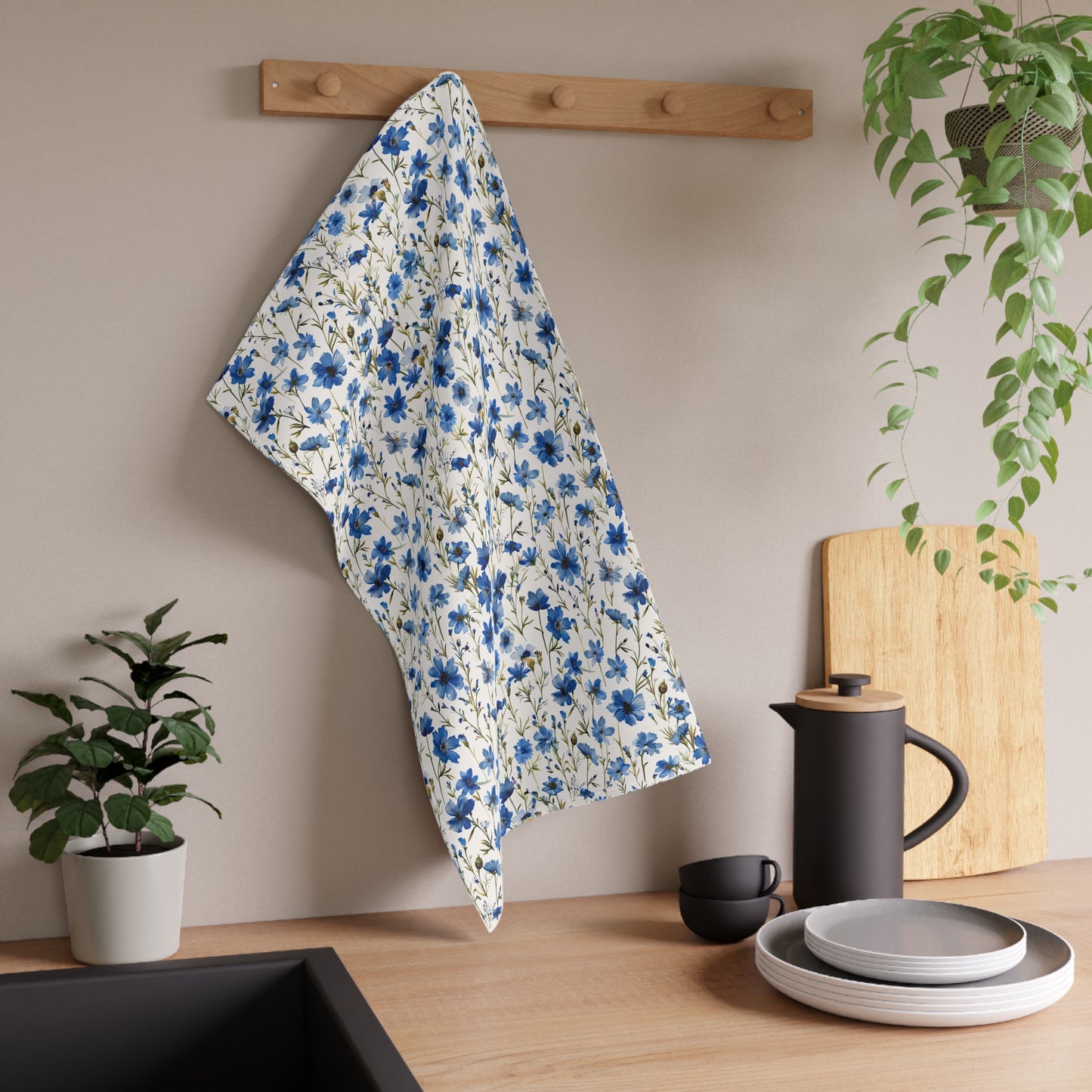 Blue Floral French Cottagecour 3 Tea Towel