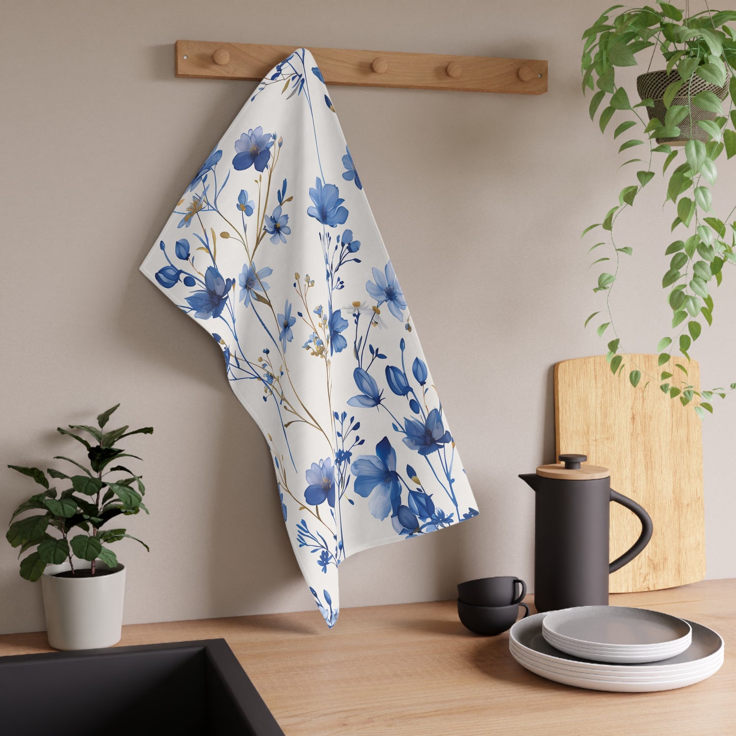Blue Floral French Cottagecour 4 Tea Towel