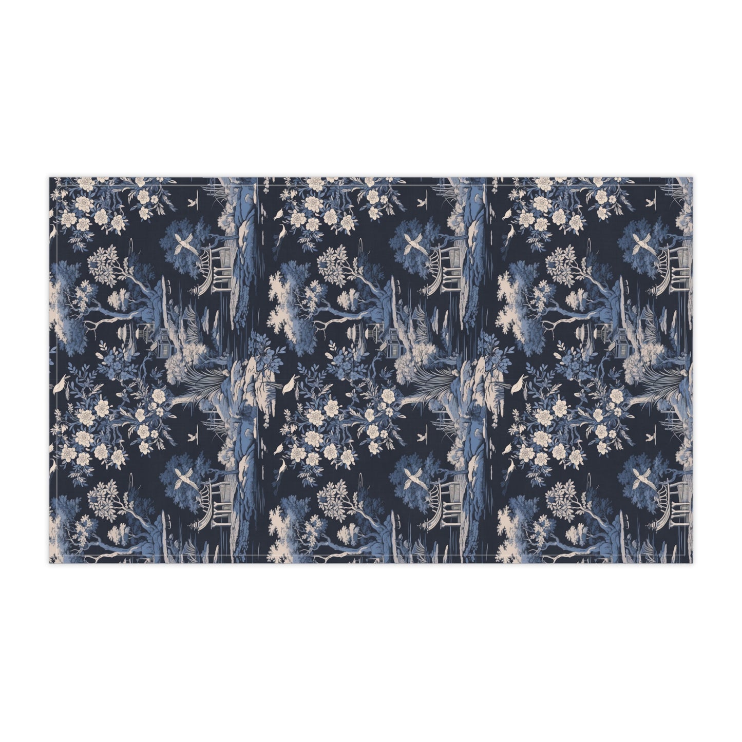 Dark Blue French Toile 1 Tea Towel