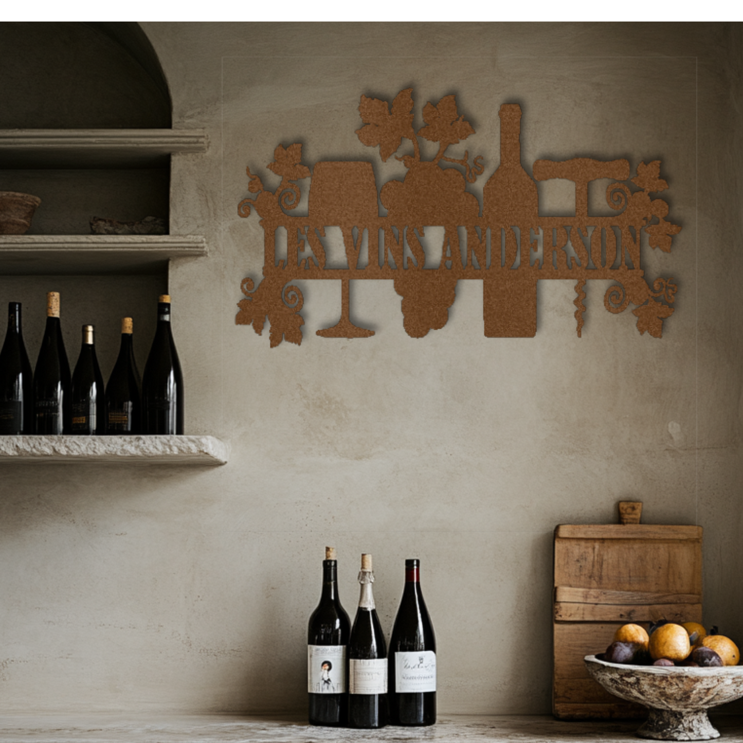 Personalized French Family Wines Steel Wall Decor