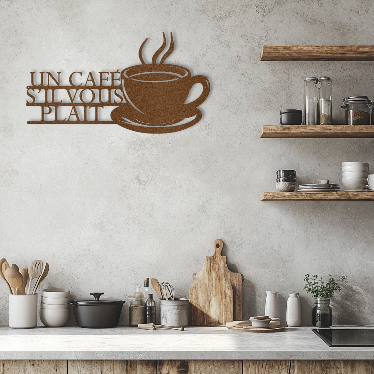 A Coffee Please French Steel Wall Decor