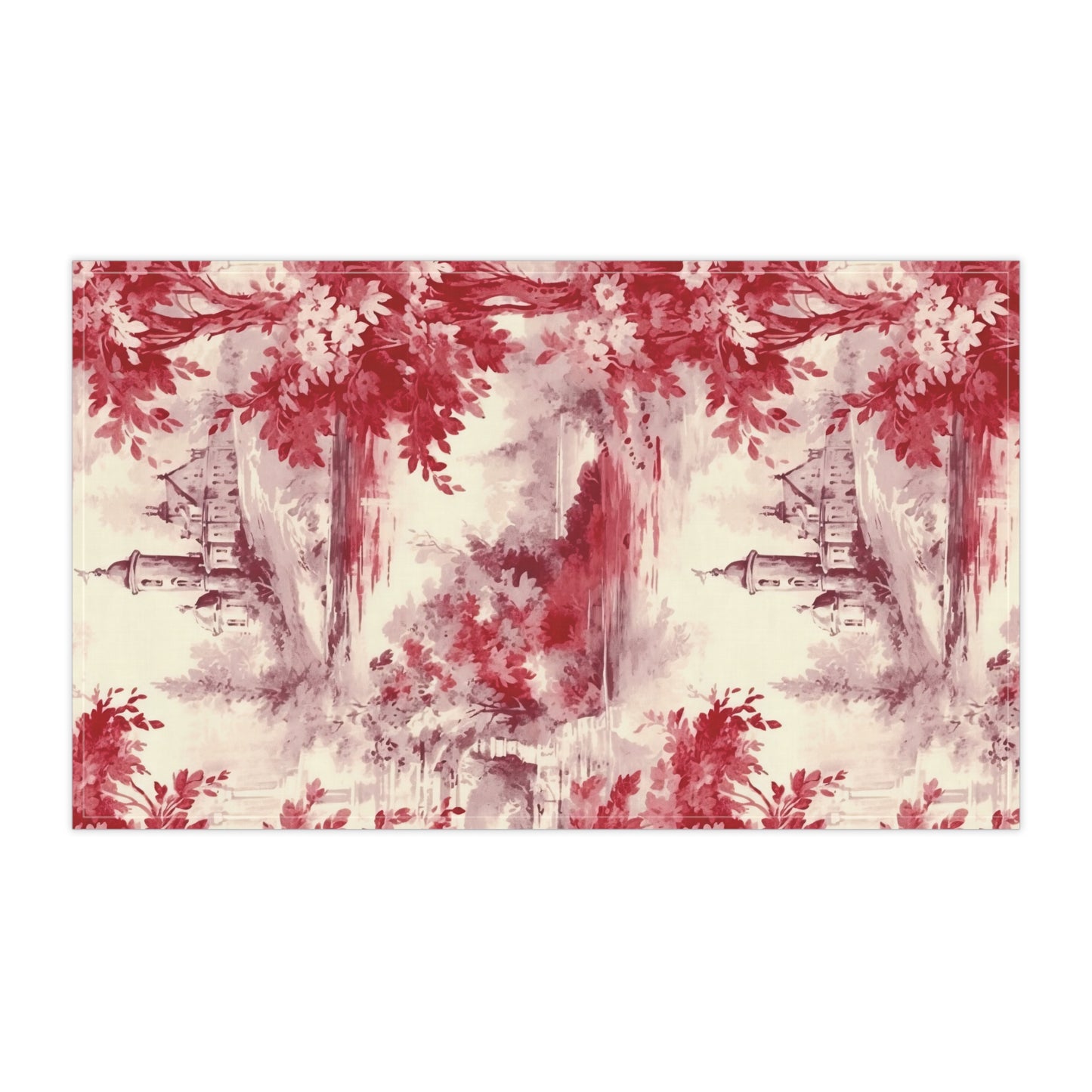 Red French Country Toile (The Manor) Tea Towel (cotton twill)