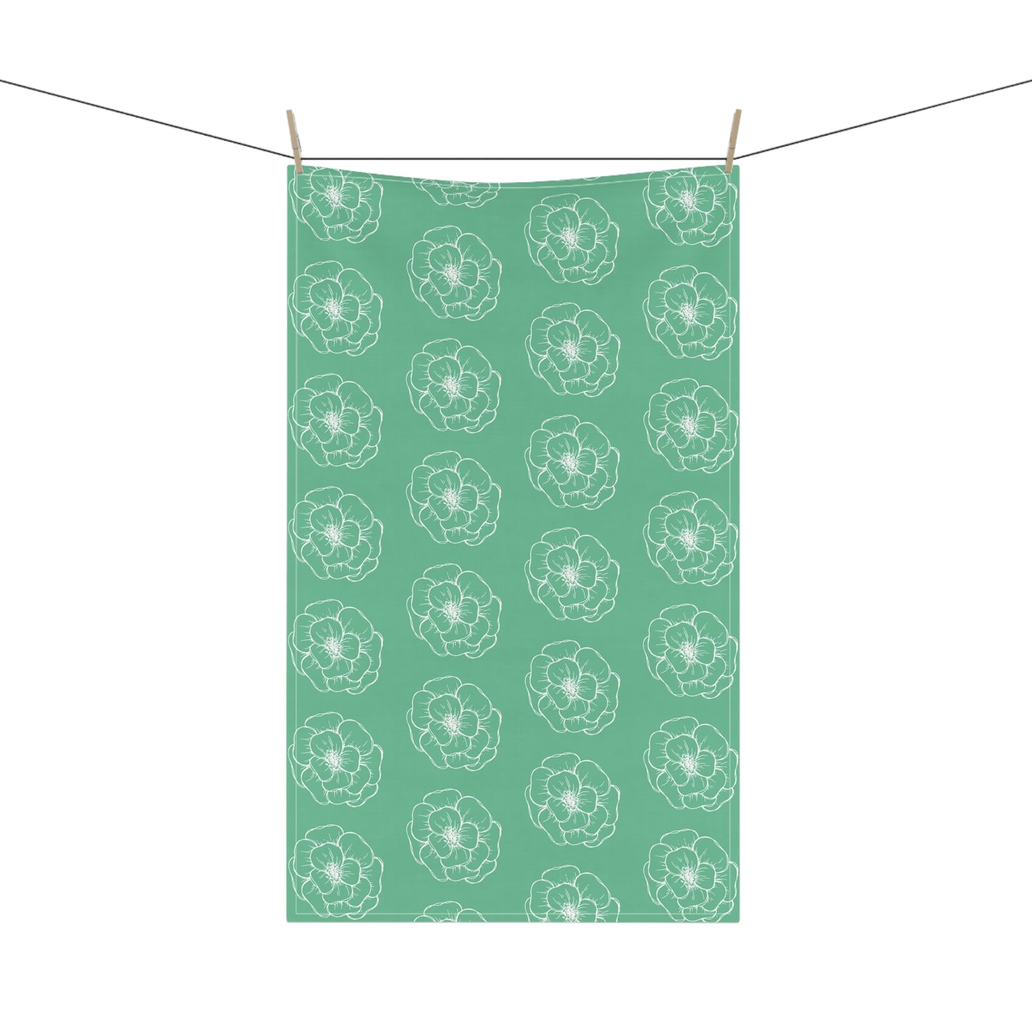 Green w/ Flowers Tea Towel