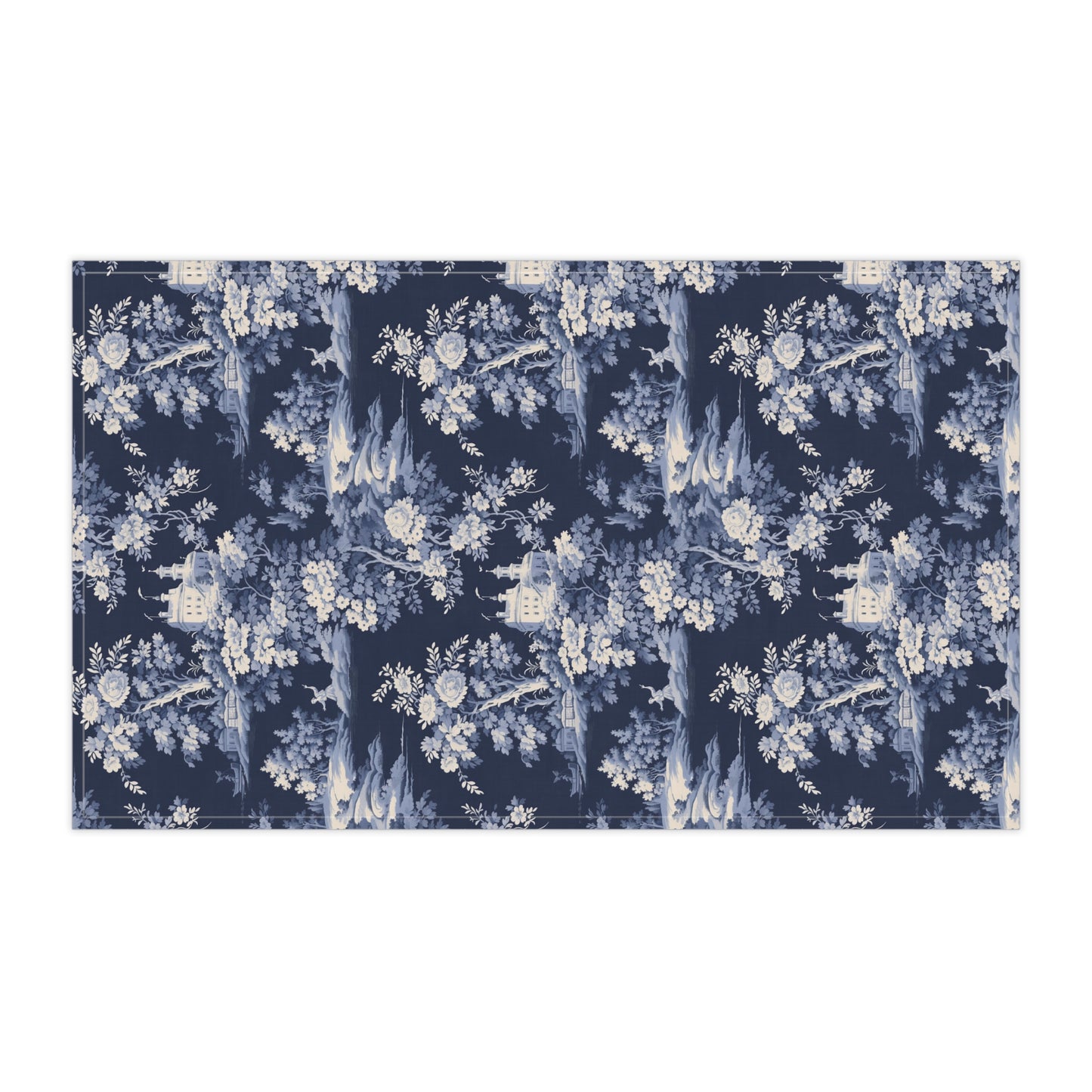 Dark Blue French Toile 3 Tea Towel