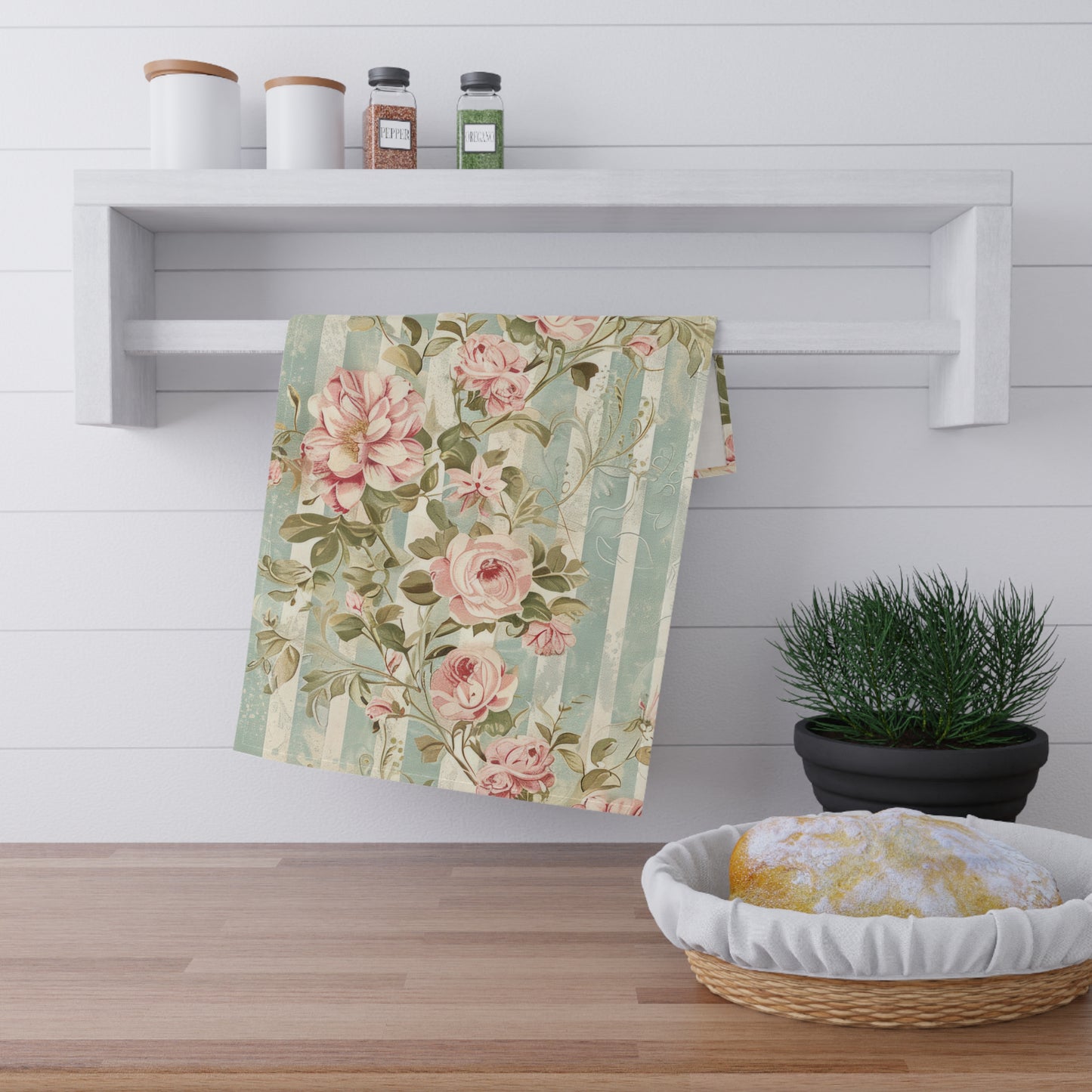 Vintage French Wall Paper 1 Tea Towel