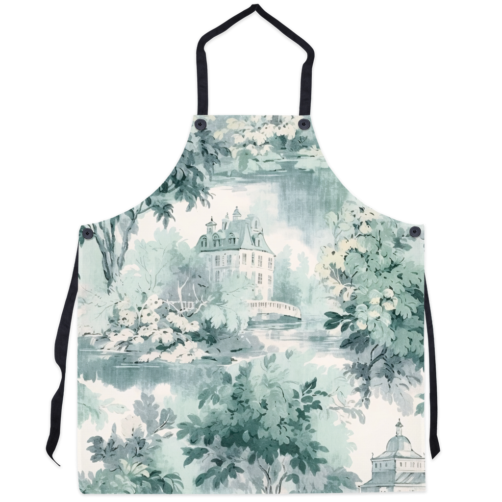 Mint French Country Toile Apron