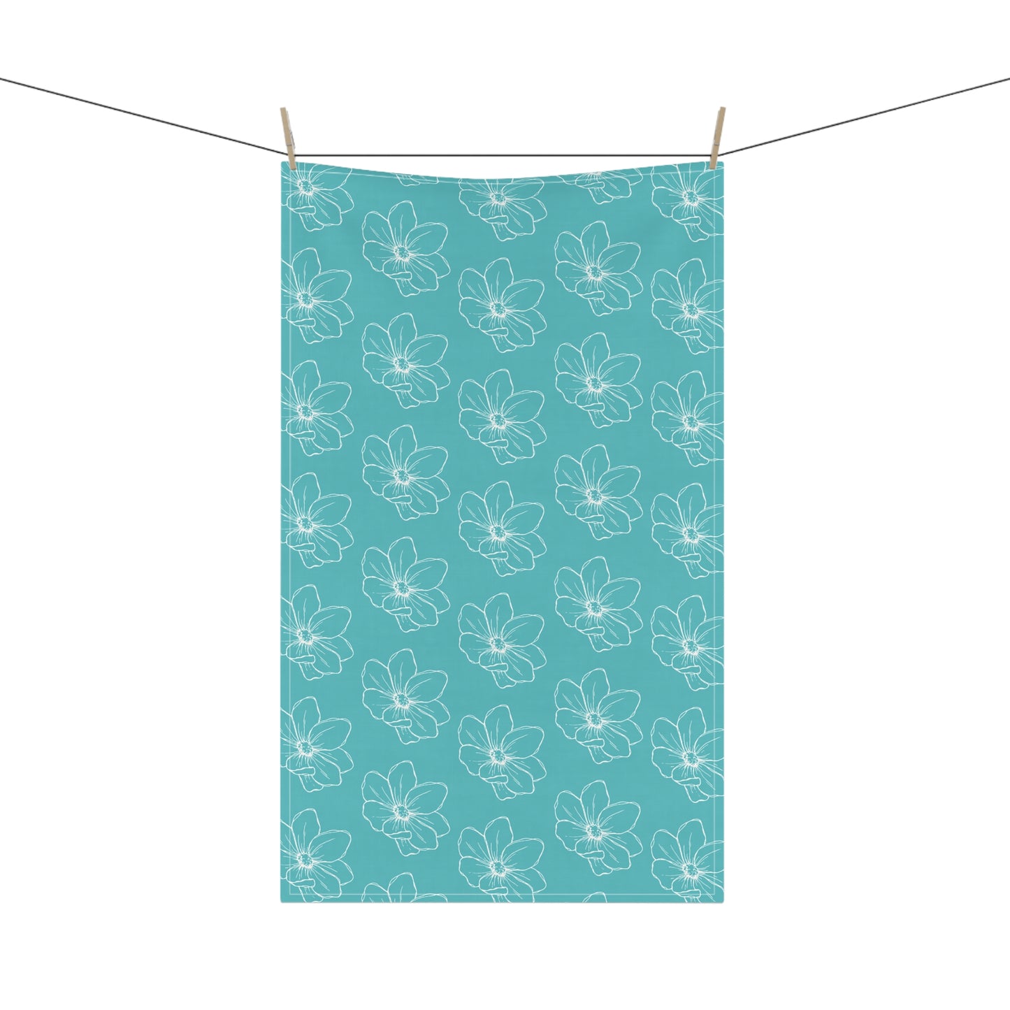 Turquoise w/ Flowers Tea Towel