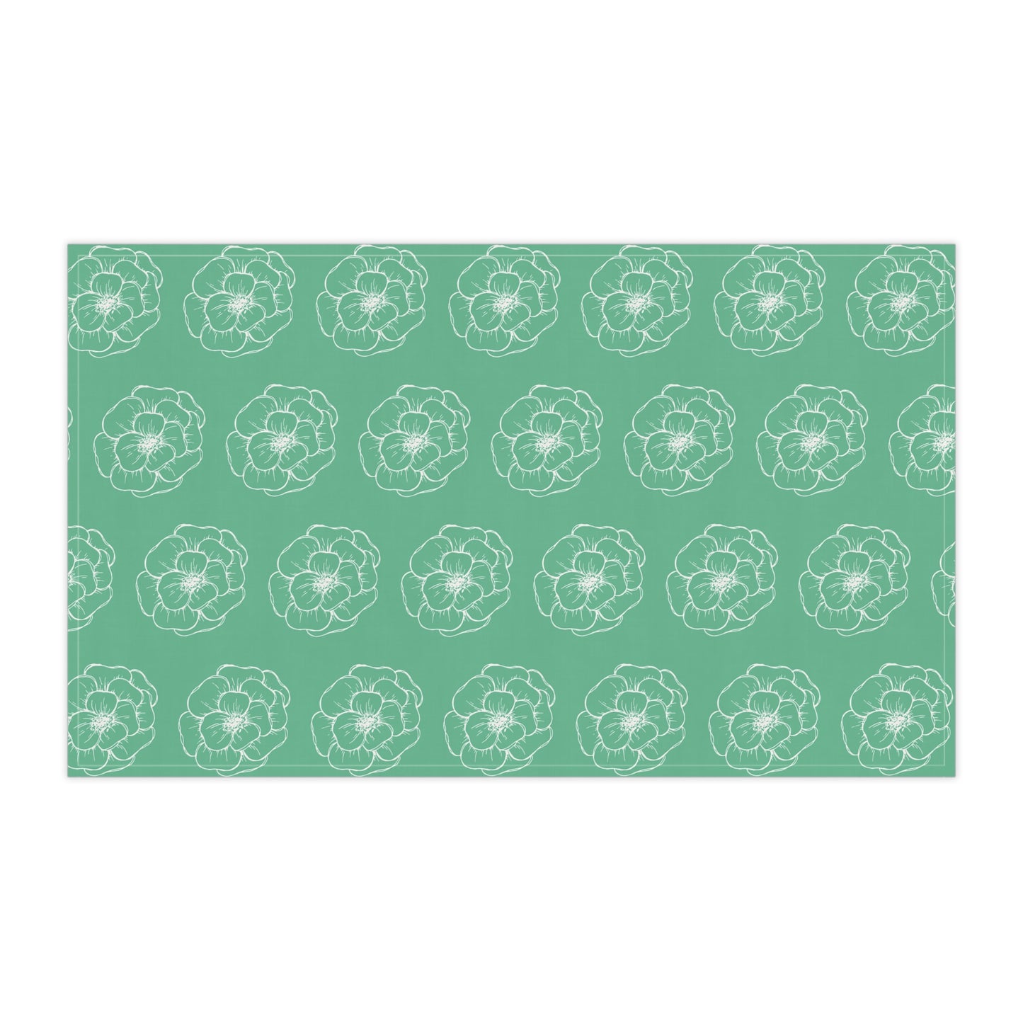 Green w/ Flowers Tea Towel