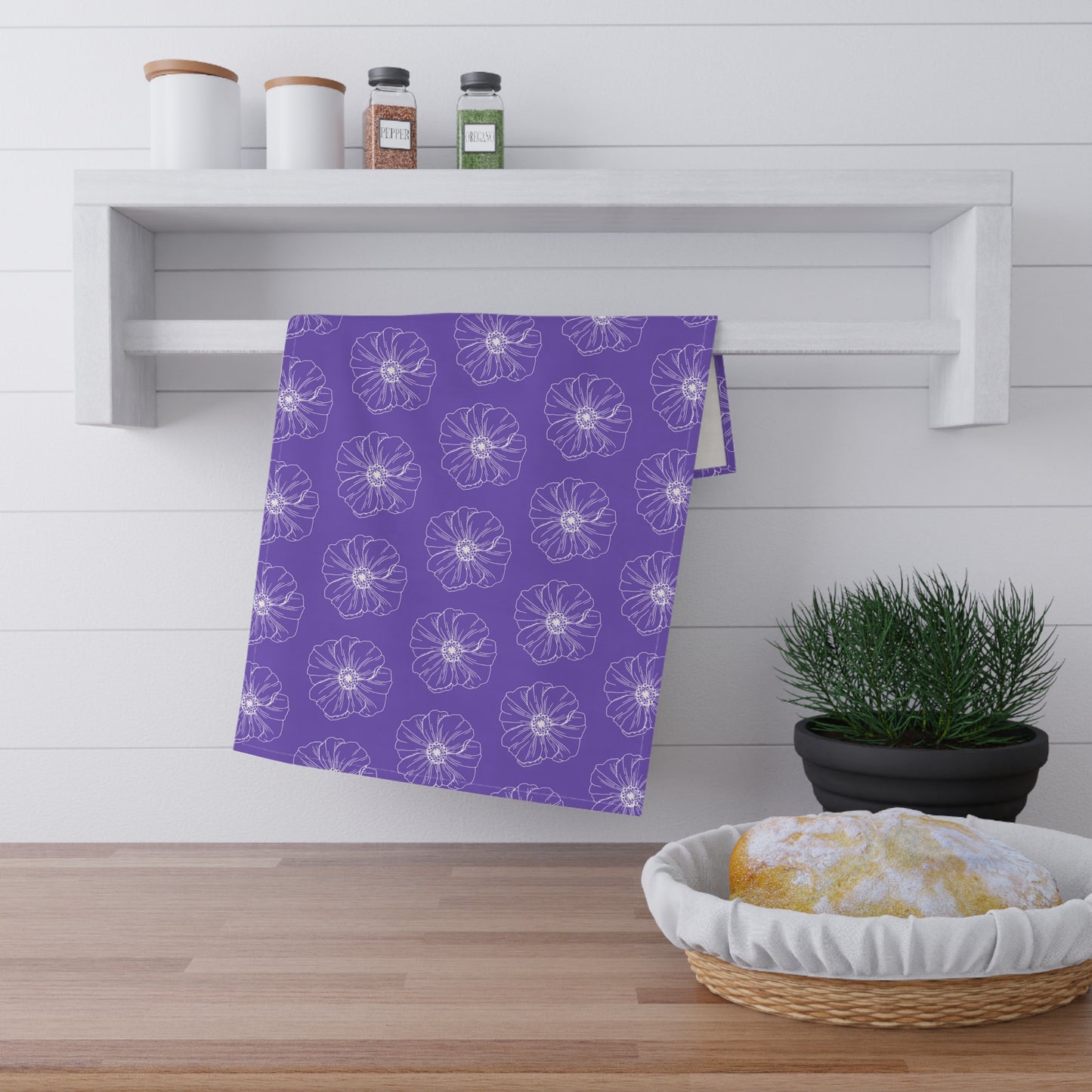 Purple w/ Flowers Tea Towel