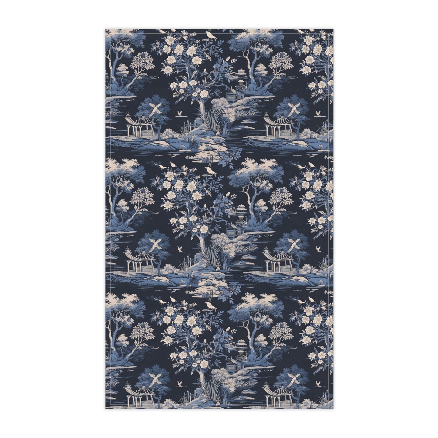 Dark Blue French Toile 1 Tea Towel