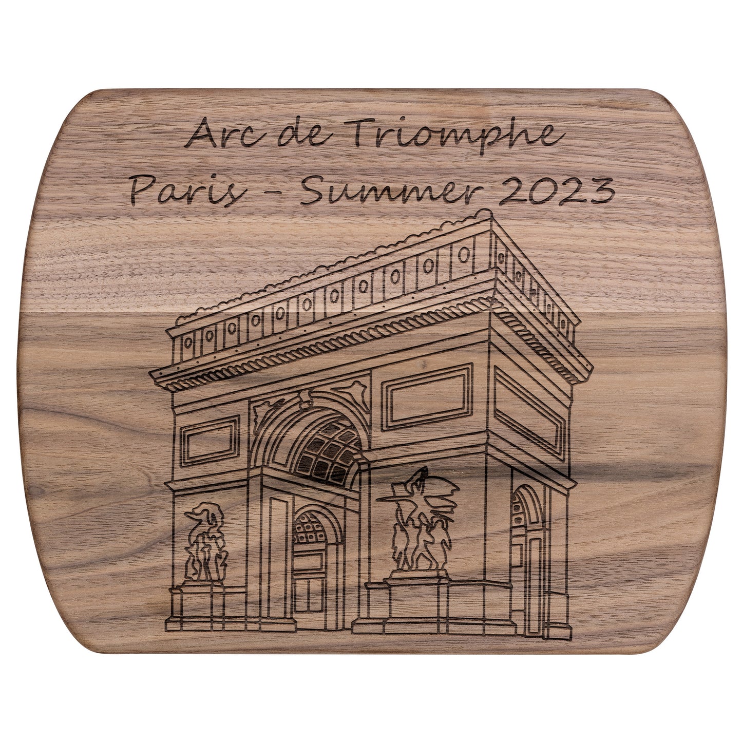 Personalized Arc de Triumph Hardwood Oval Cutting Board