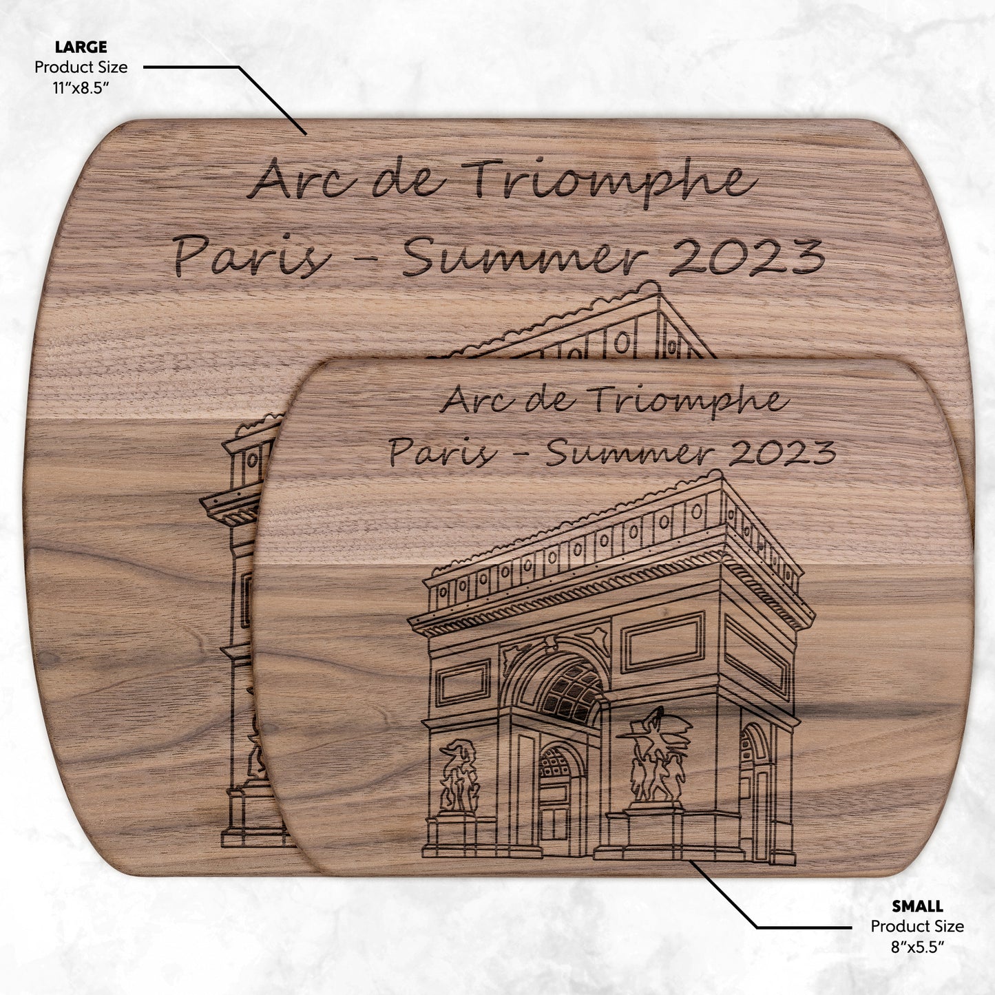 Personalized Arc de Triumph Hardwood Oval Cutting Board