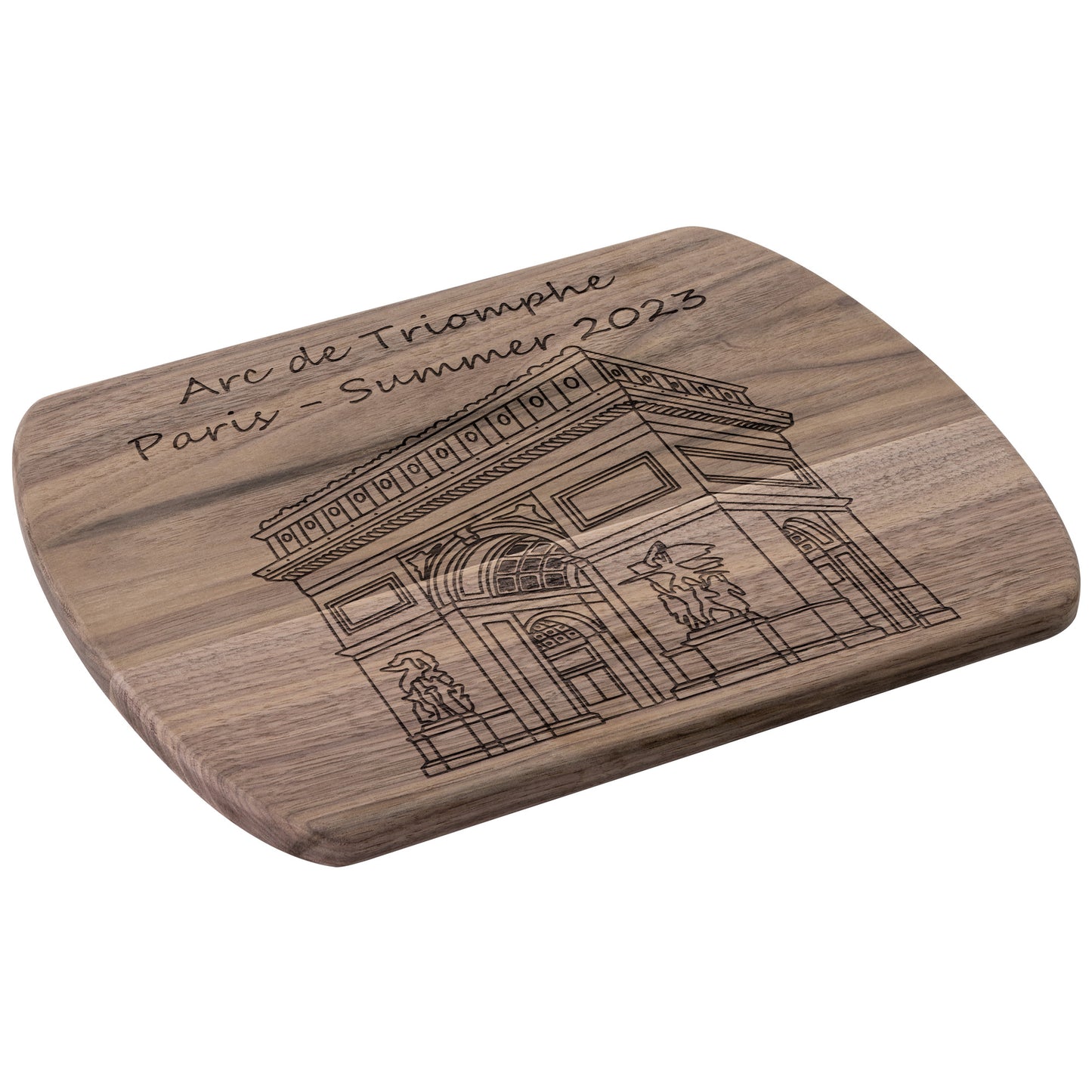 Personalized Arc de Triumph Hardwood Oval Cutting Board