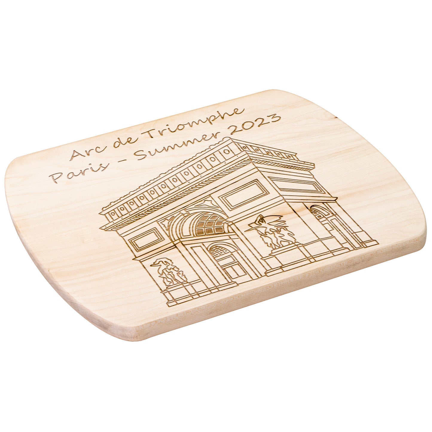 Personalized Arc de Triumph Hardwood Oval Cutting Board