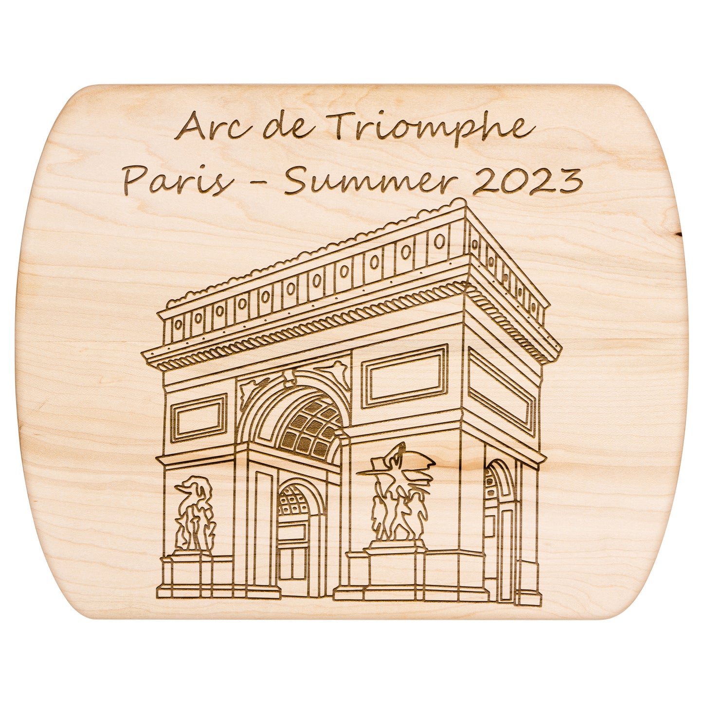 Personalized Arc de Triumph Hardwood Oval Cutting Board