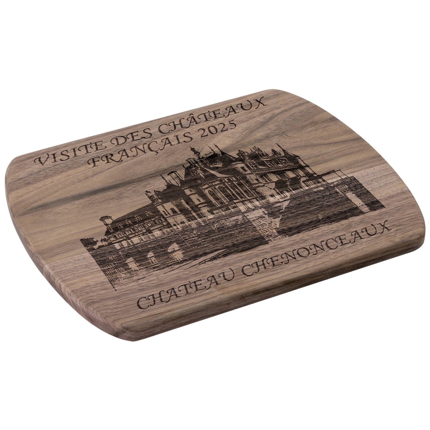 Personalized Chateau Chenonceaux Hardwood Oval Cutting Board
