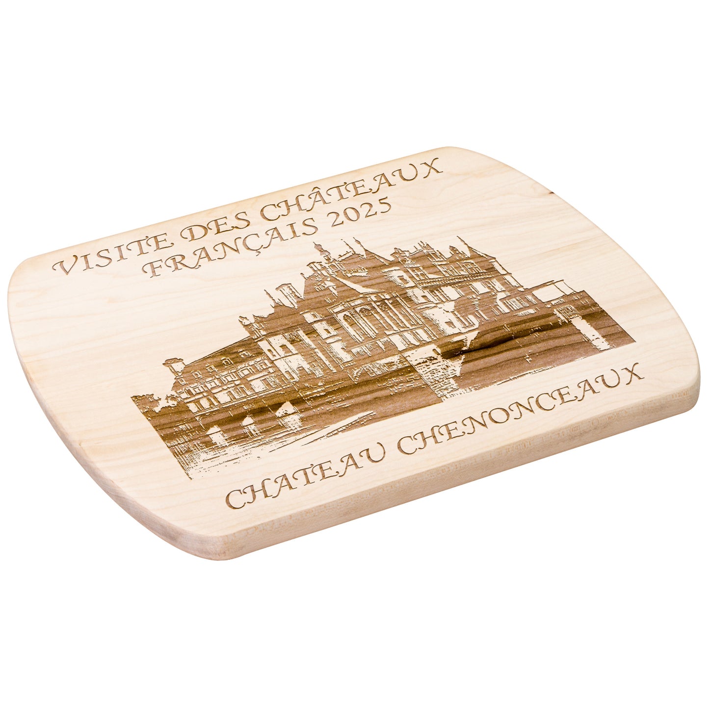 Personalized Chateau Chenonceaux Hardwood Oval Cutting Board