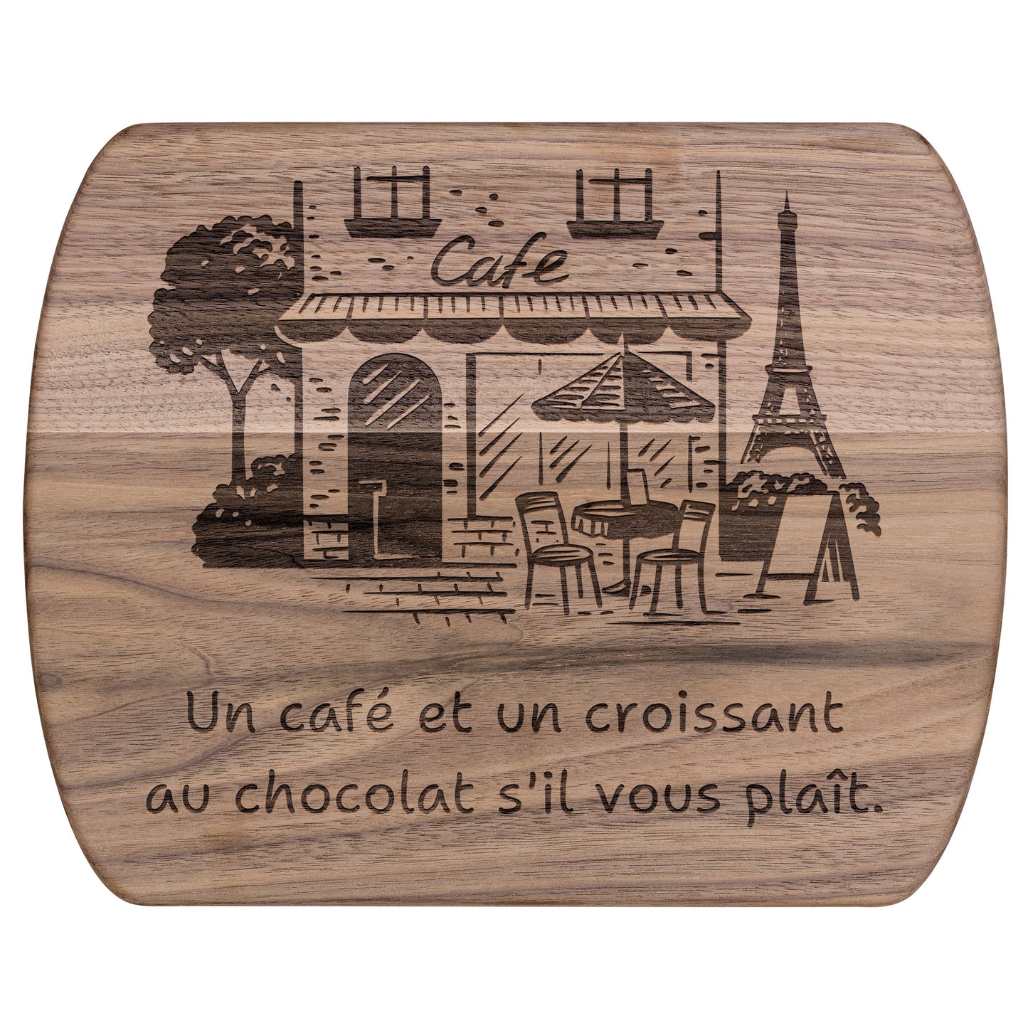 Coffee and Croissant Please | Hardwood Oval Cutting Board