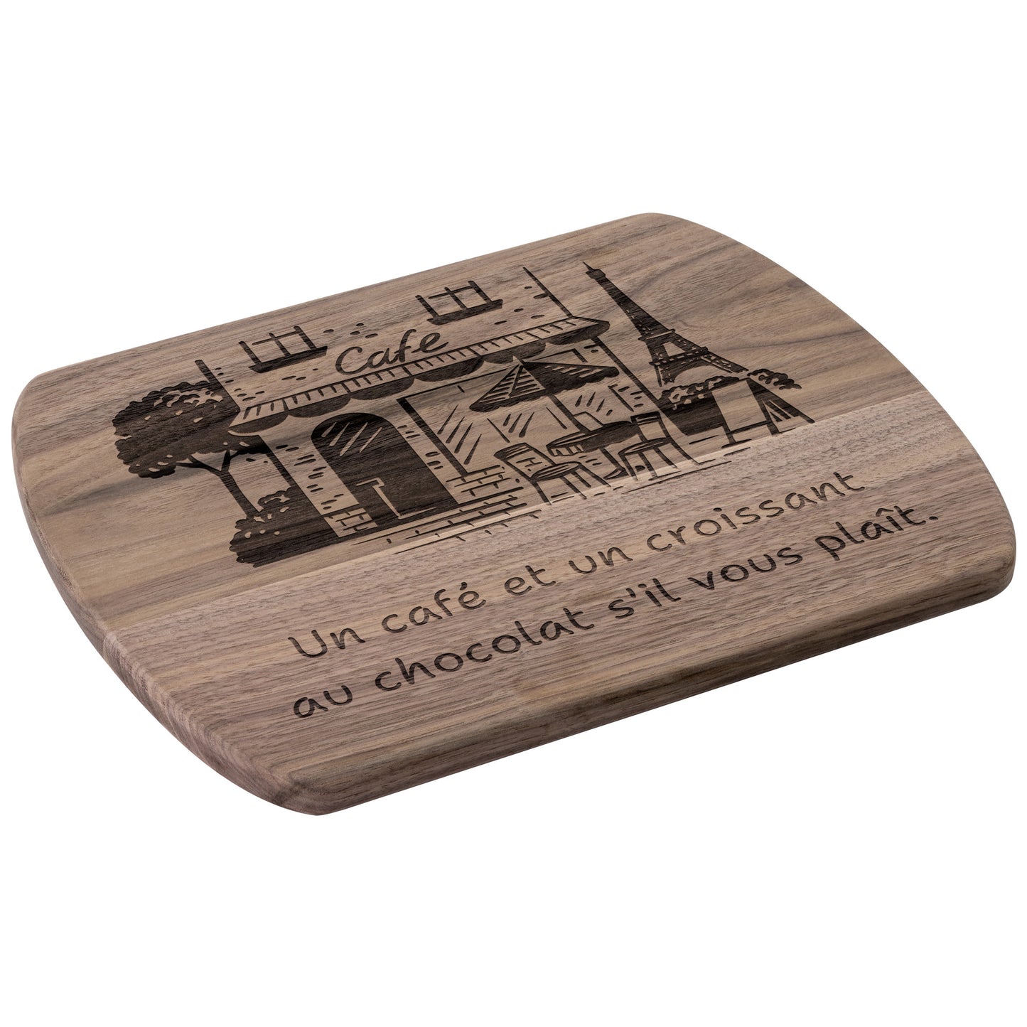 Coffee and Croissant Please | Hardwood Oval Cutting Board