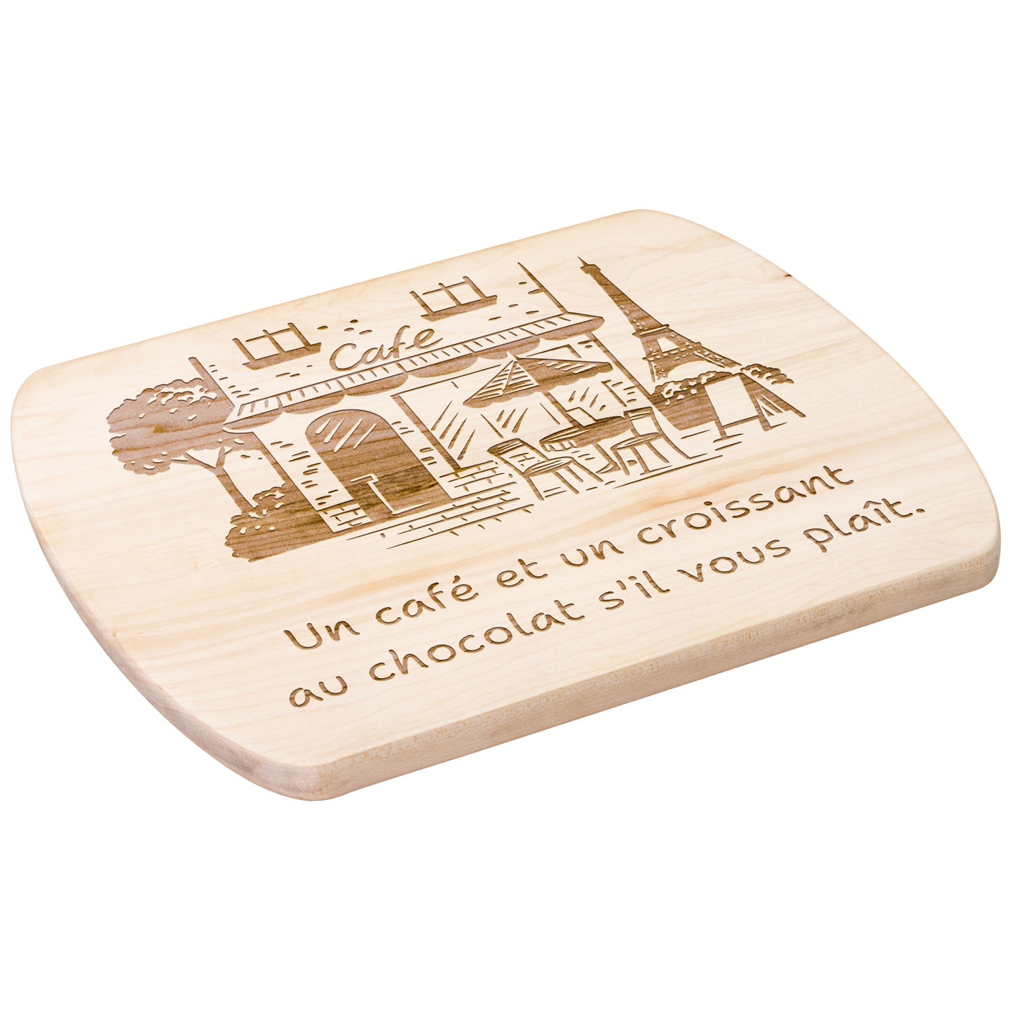 Coffee and Croissant Please | Hardwood Oval Cutting Board