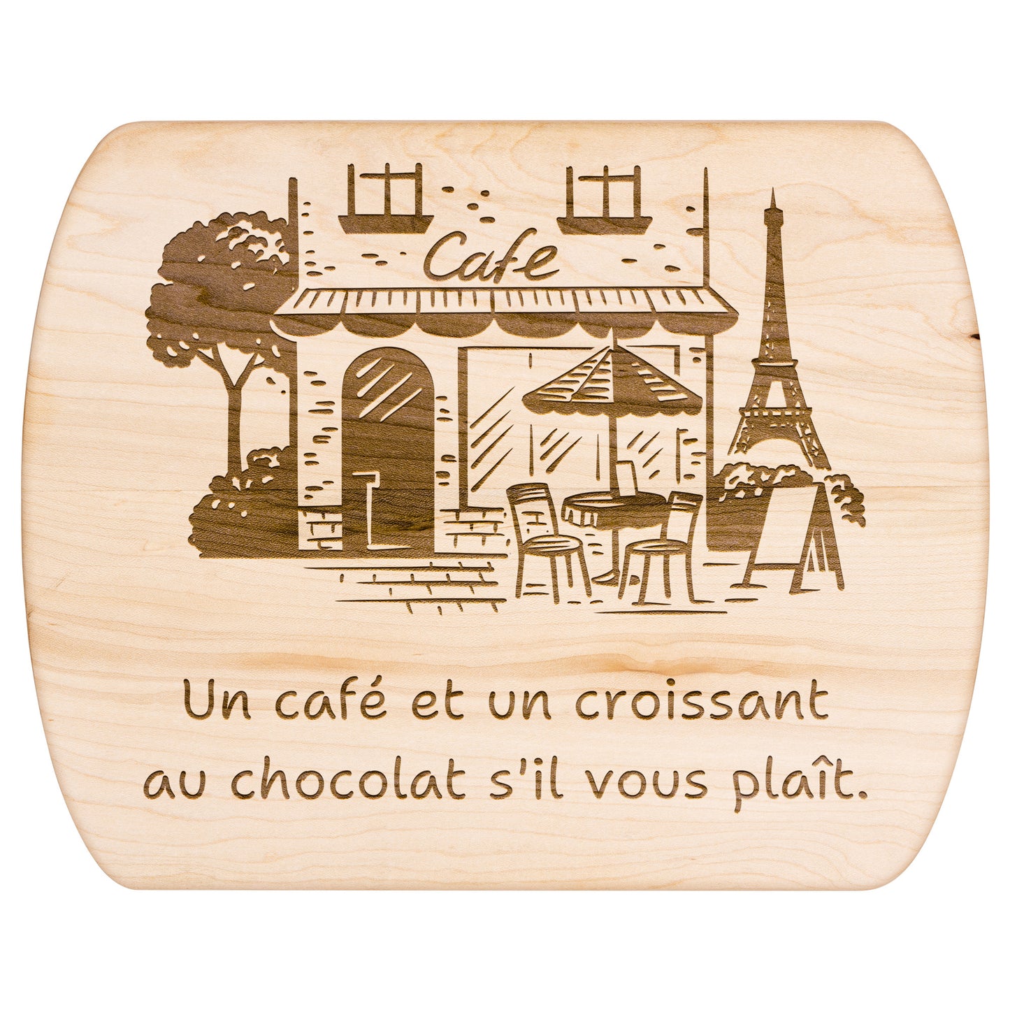 Coffee and Croissant Please | Hardwood Oval Cutting Board