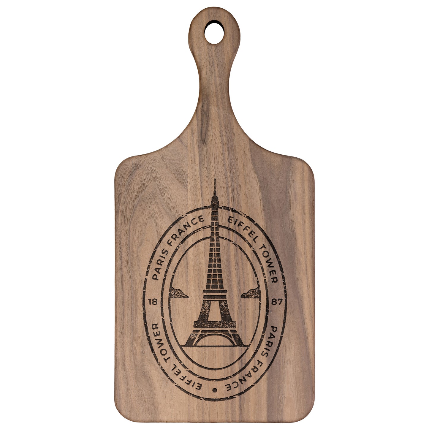 Eiffel Tower Stamp | Hardwood Paddle Cutting Board