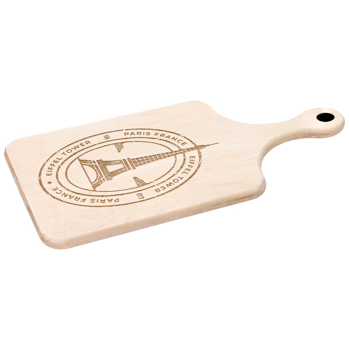 Eiffel Tower Stamp | Hardwood Paddle Cutting Board