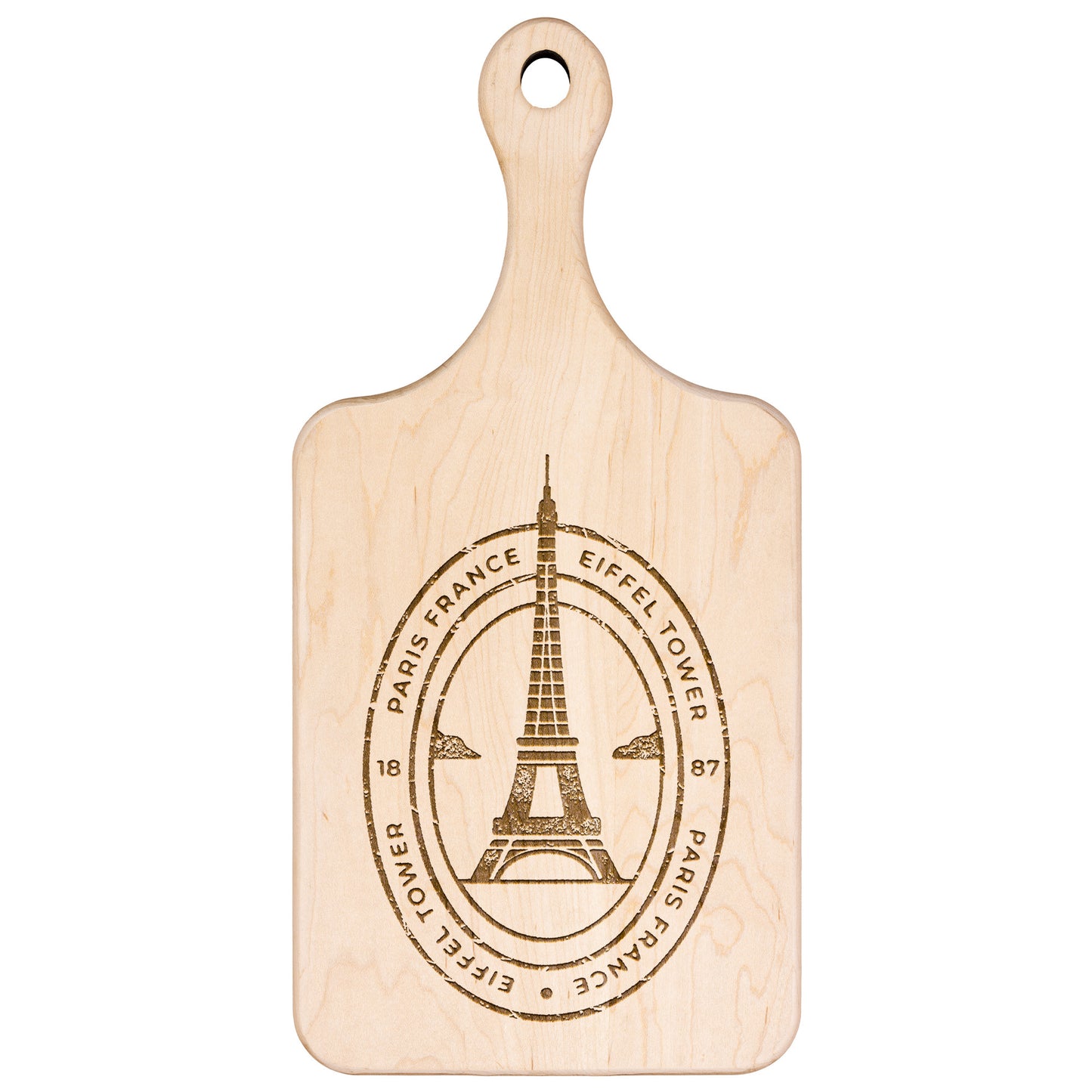 Eiffel Tower Stamp | Hardwood Paddle Cutting Board