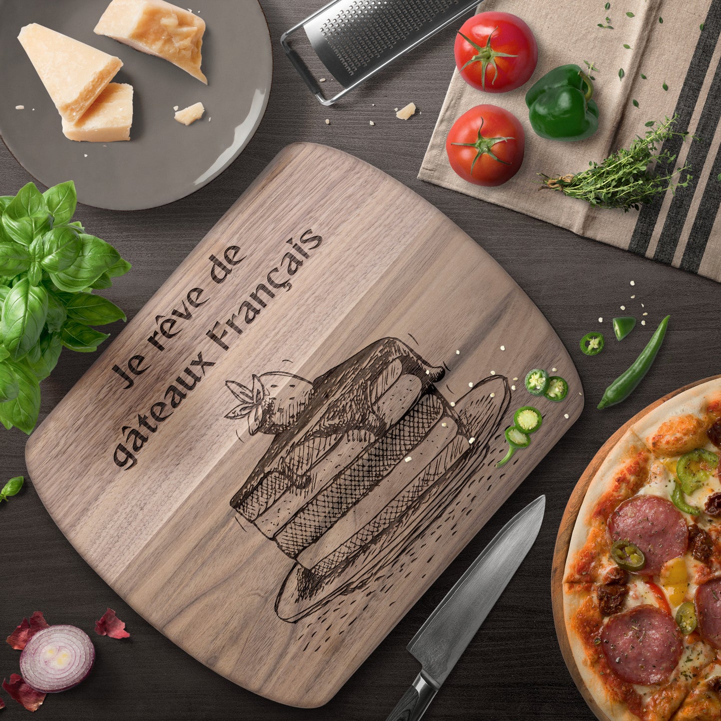 I Dream of French Cakes | Hardwood Oval Cutting Board