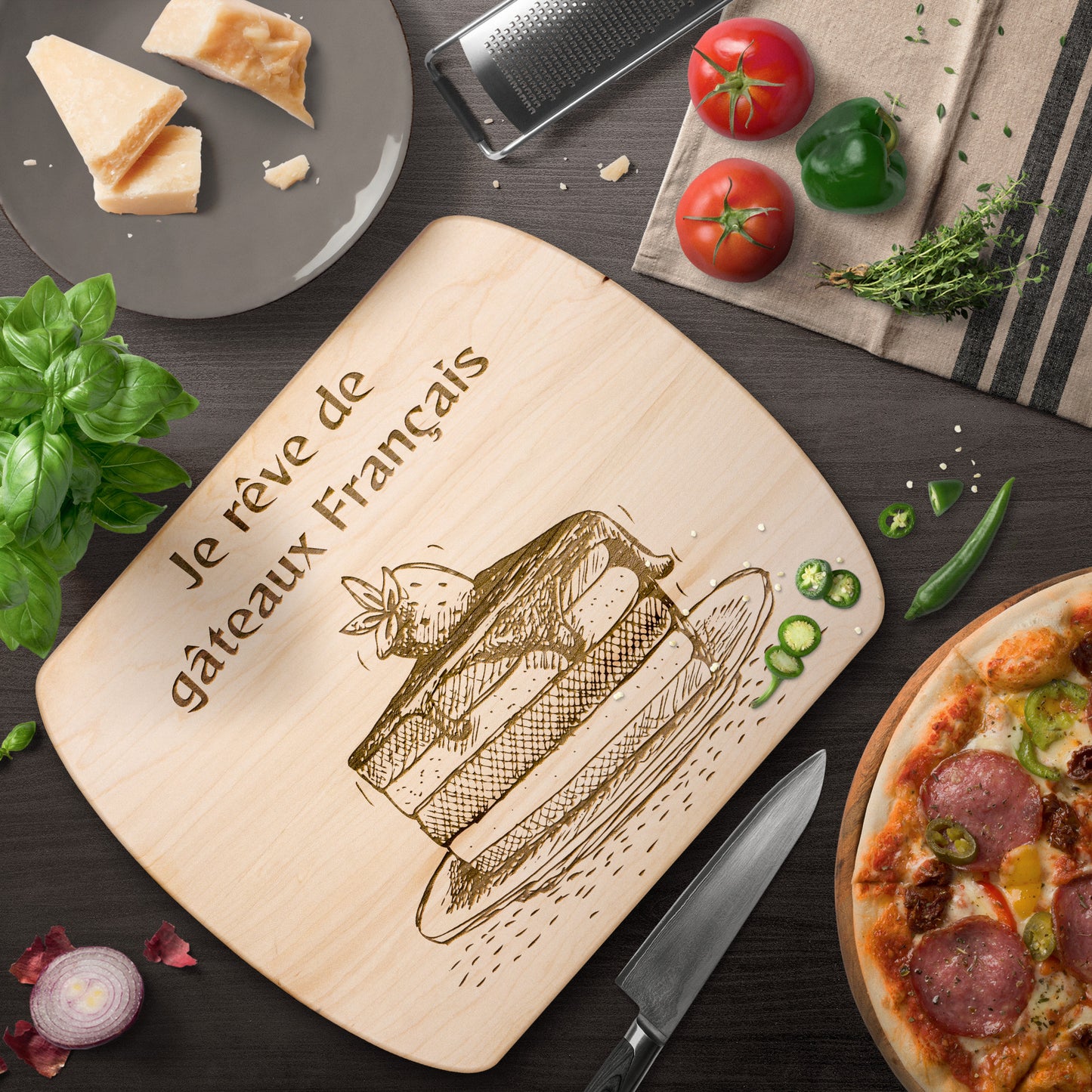 I Dream of French Cakes | Hardwood Oval Cutting Board
