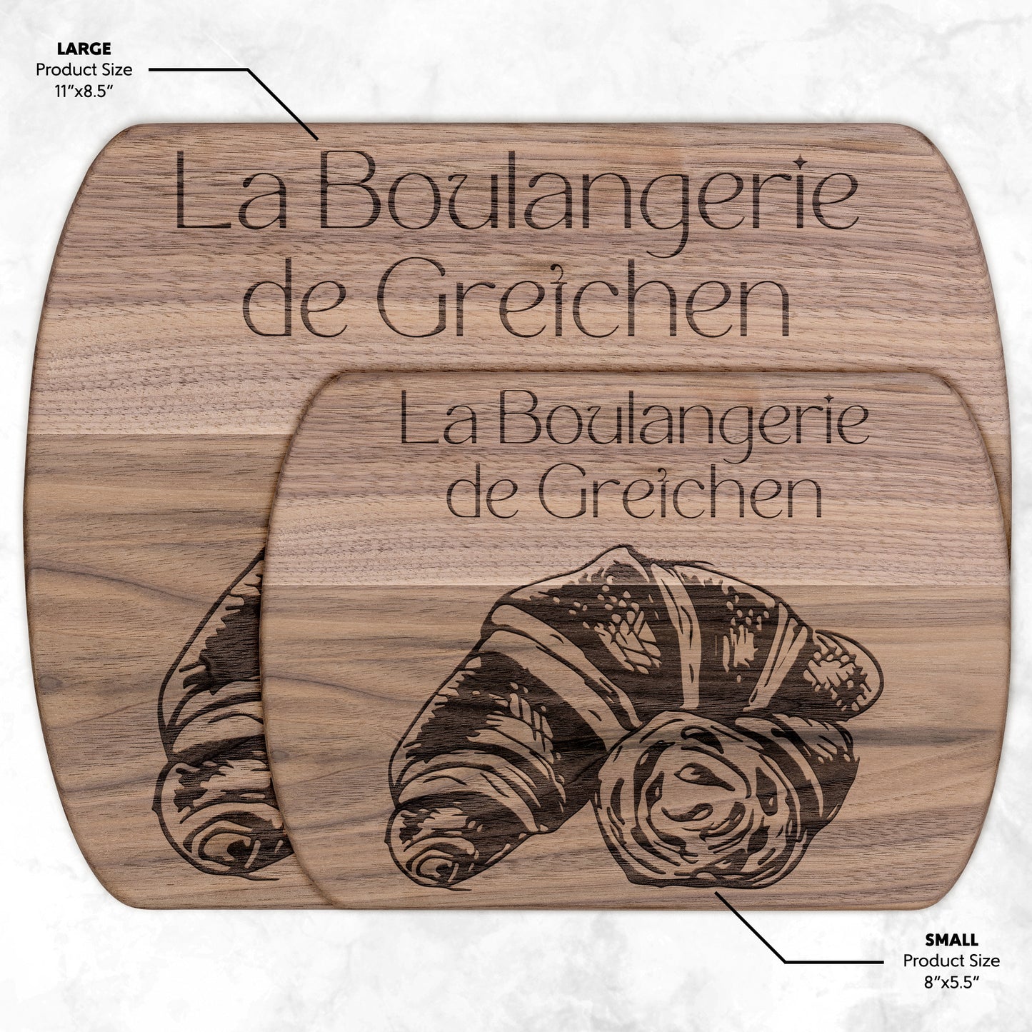 Personalized La Boulangerie Hardwood Oval Cutting Board