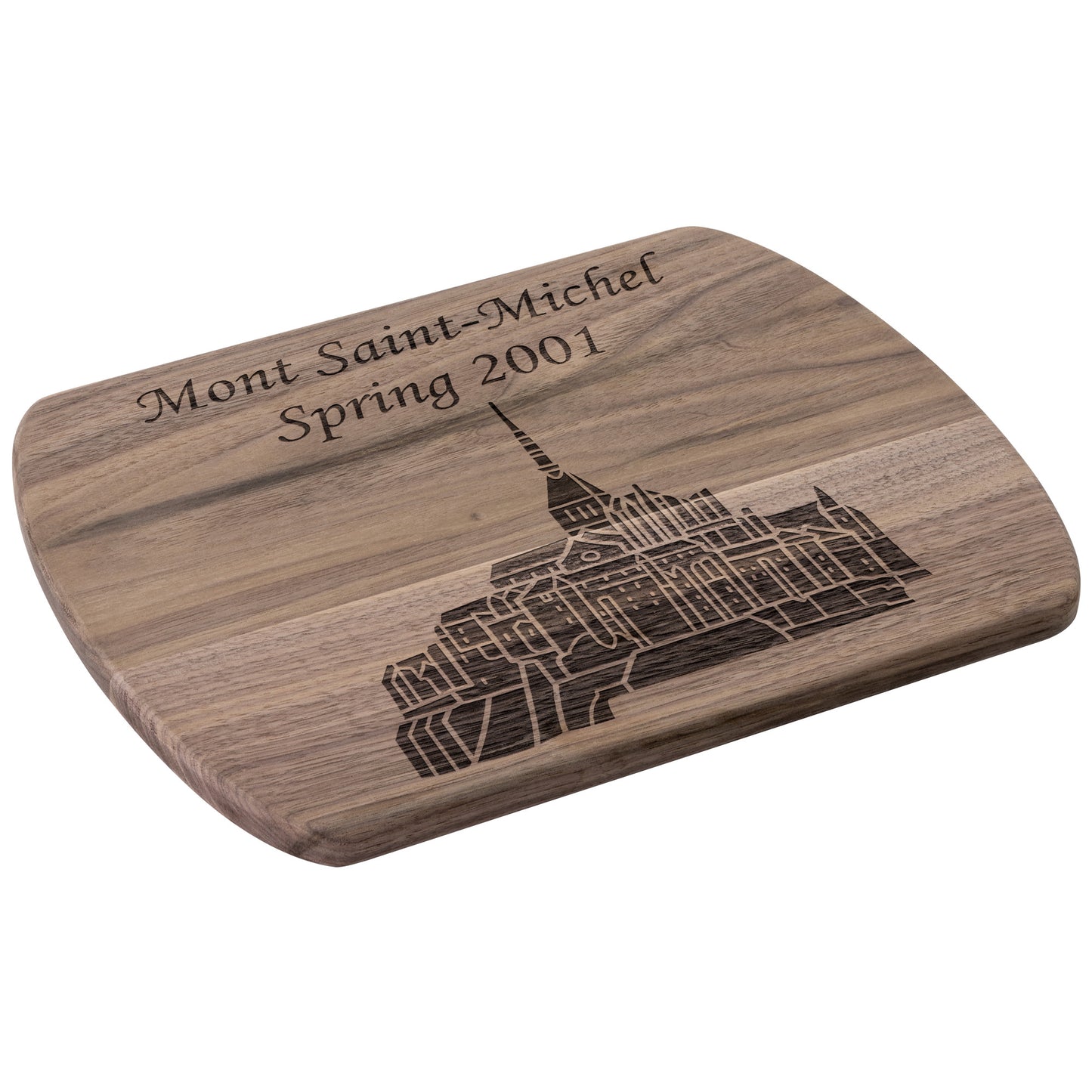 Personalized Mont Saint-Michel Hardwood Oval Cutting Board