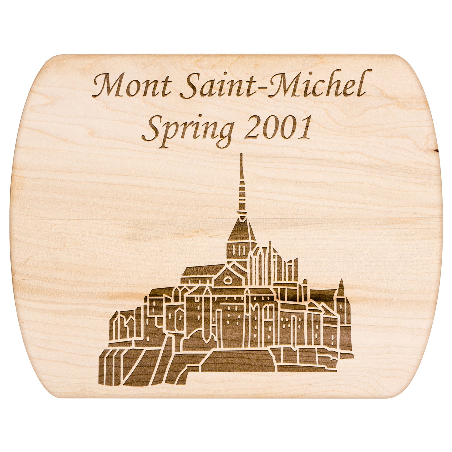 Personalized Mont Saint-Michel Hardwood Oval Cutting Board