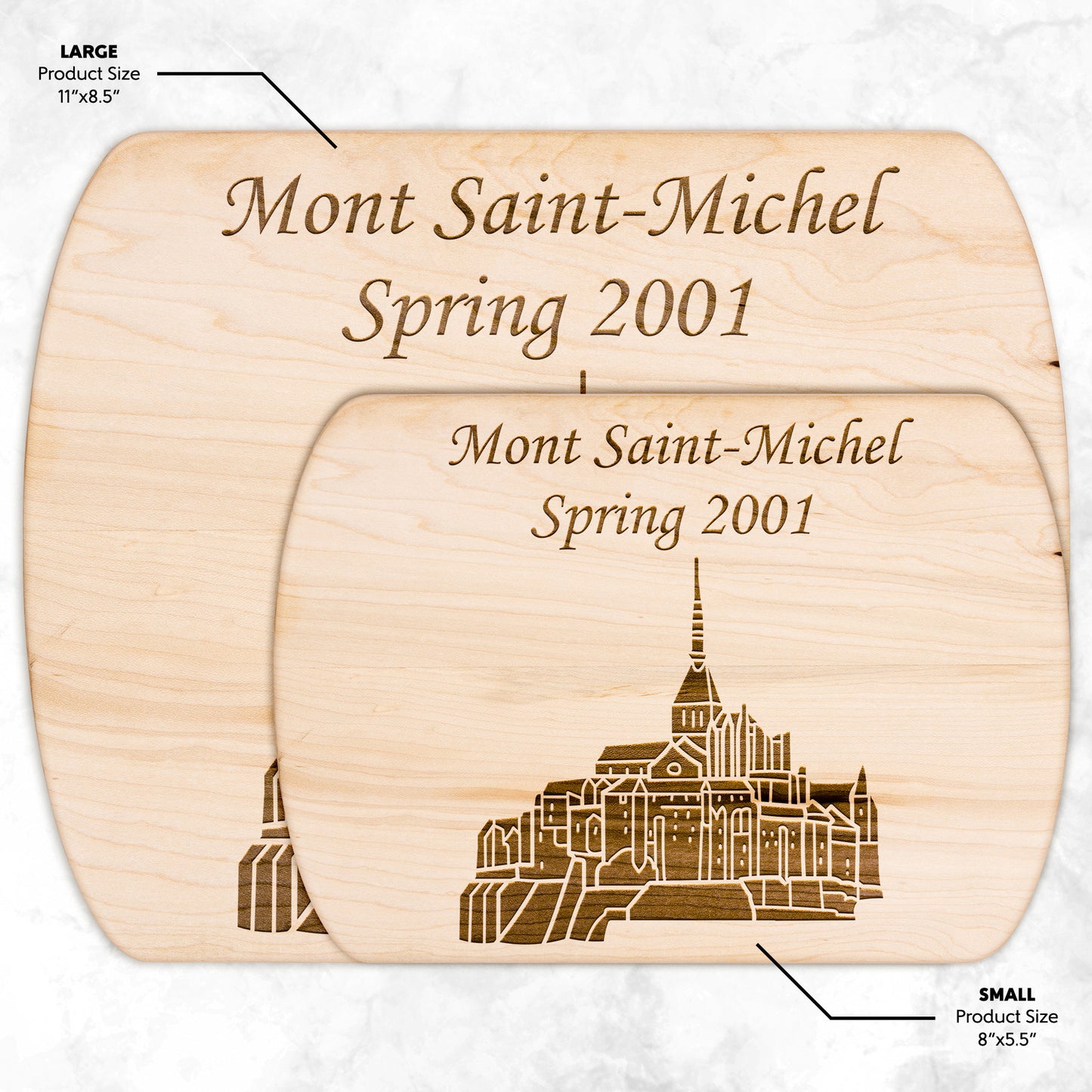 Personalized Mont Saint-Michel Hardwood Oval Cutting Board