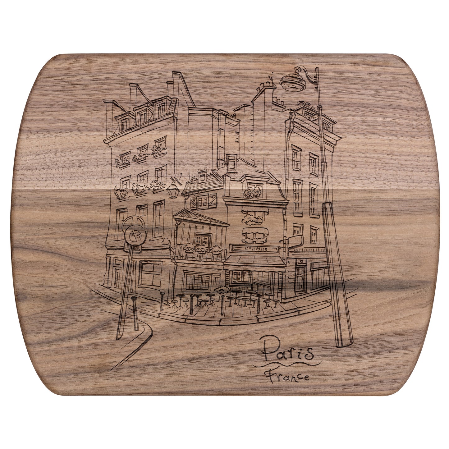 Paris France City Street | Hardwood Oval Cutting Board