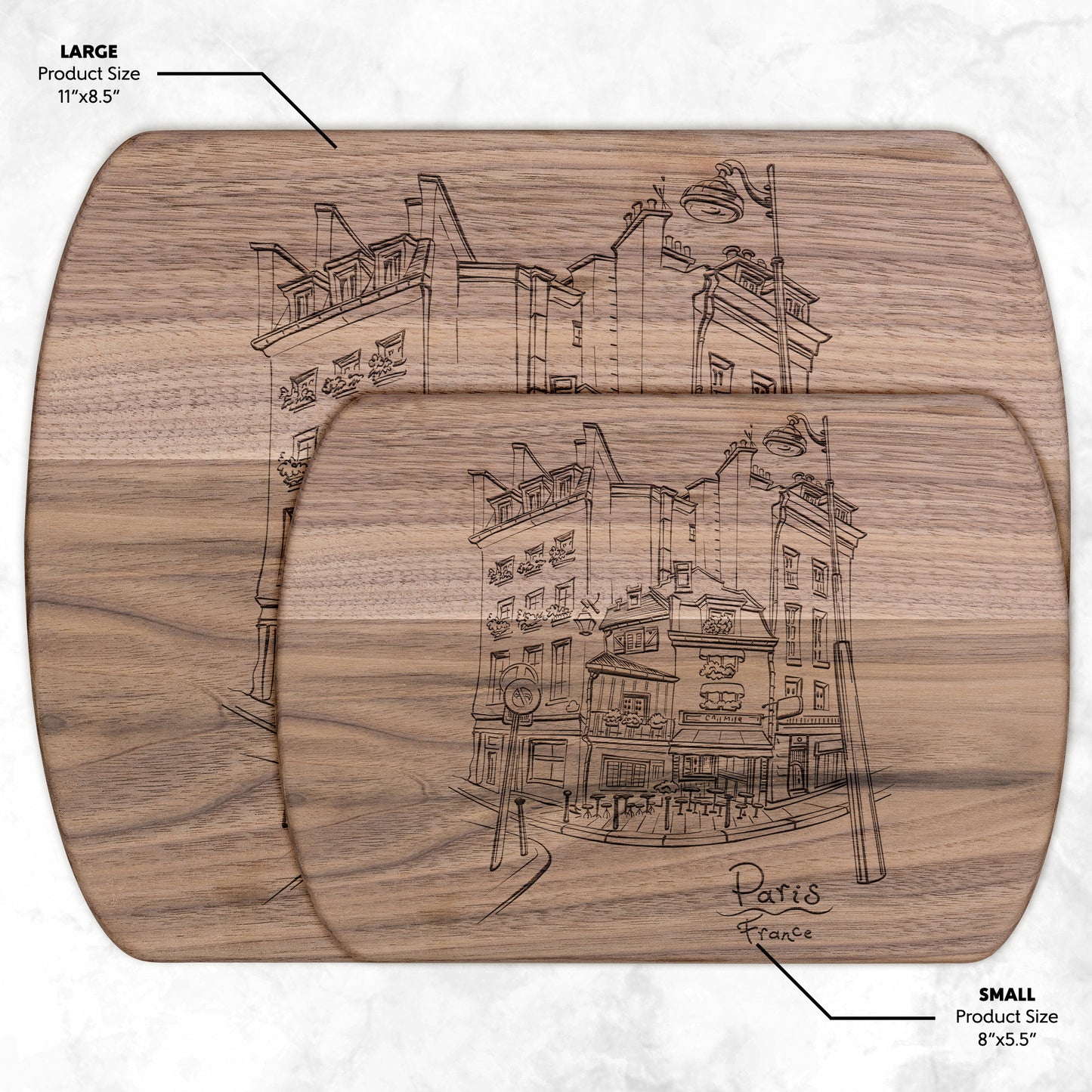 Paris France City Street | Hardwood Oval Cutting Board