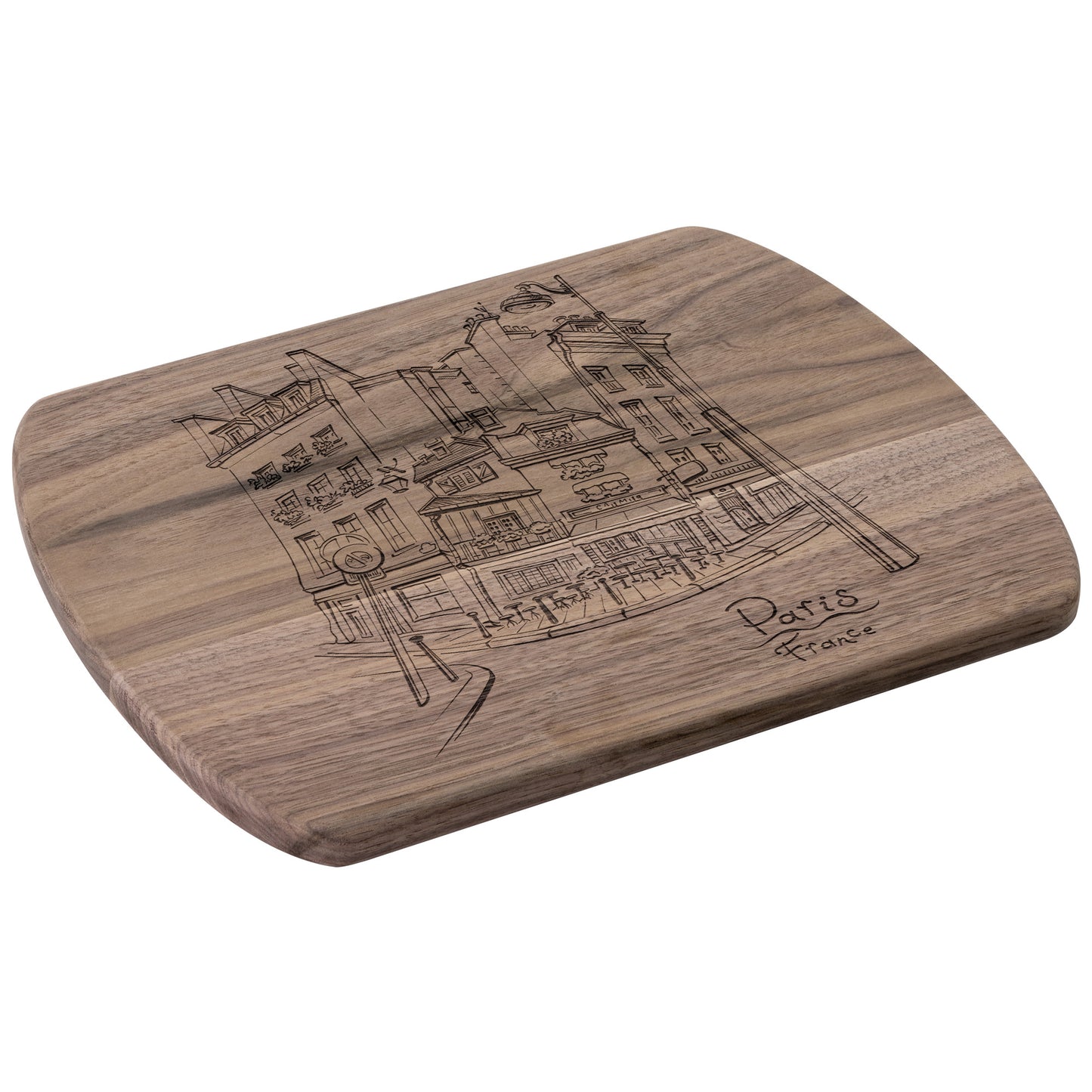 Paris France City Street | Hardwood Oval Cutting Board