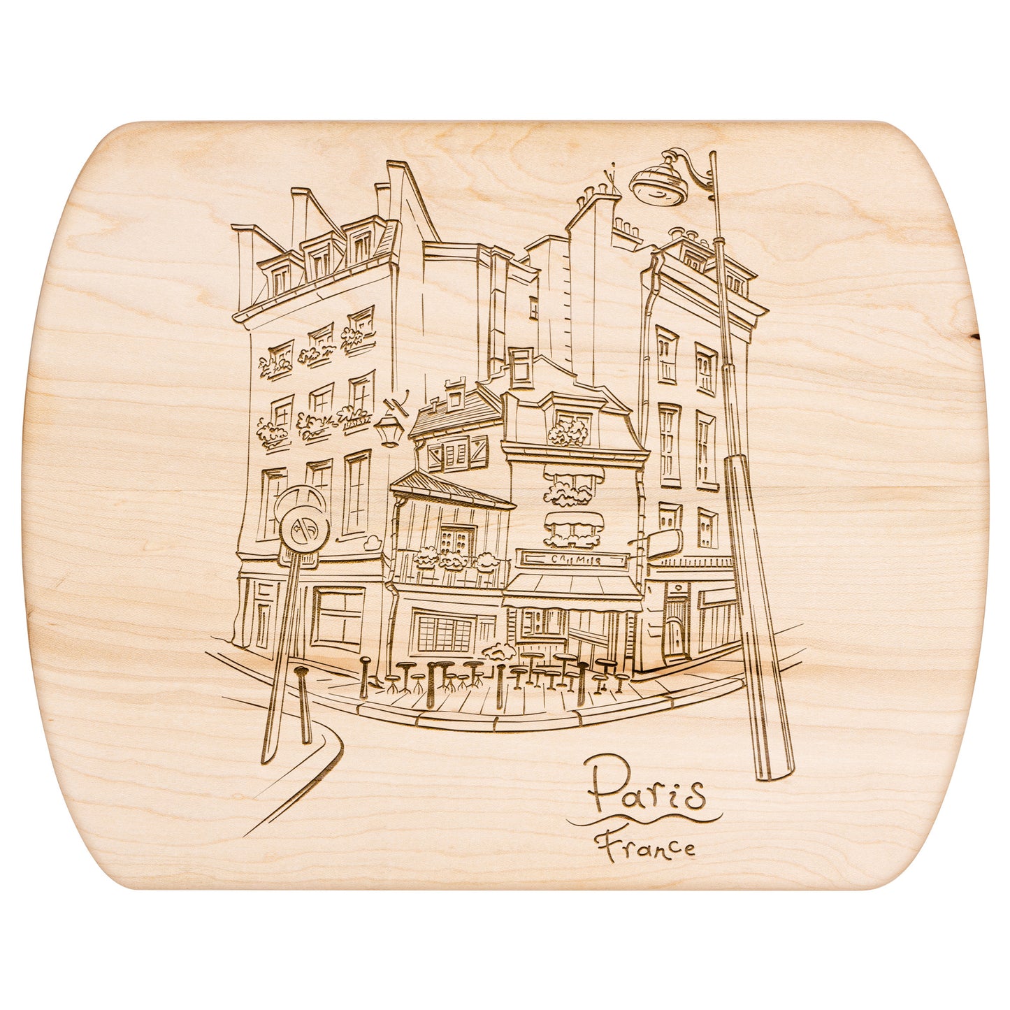 Paris France City Street | Hardwood Oval Cutting Board