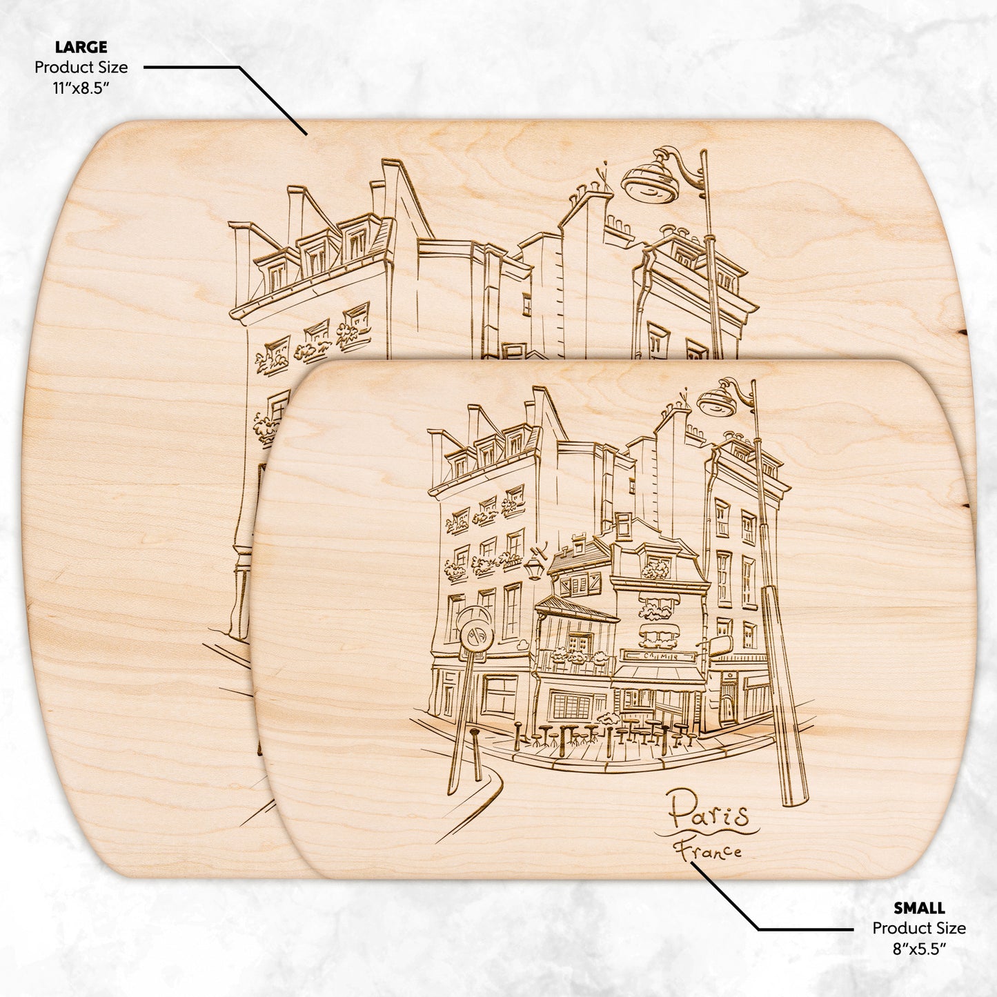 Paris France City Street | Hardwood Oval Cutting Board