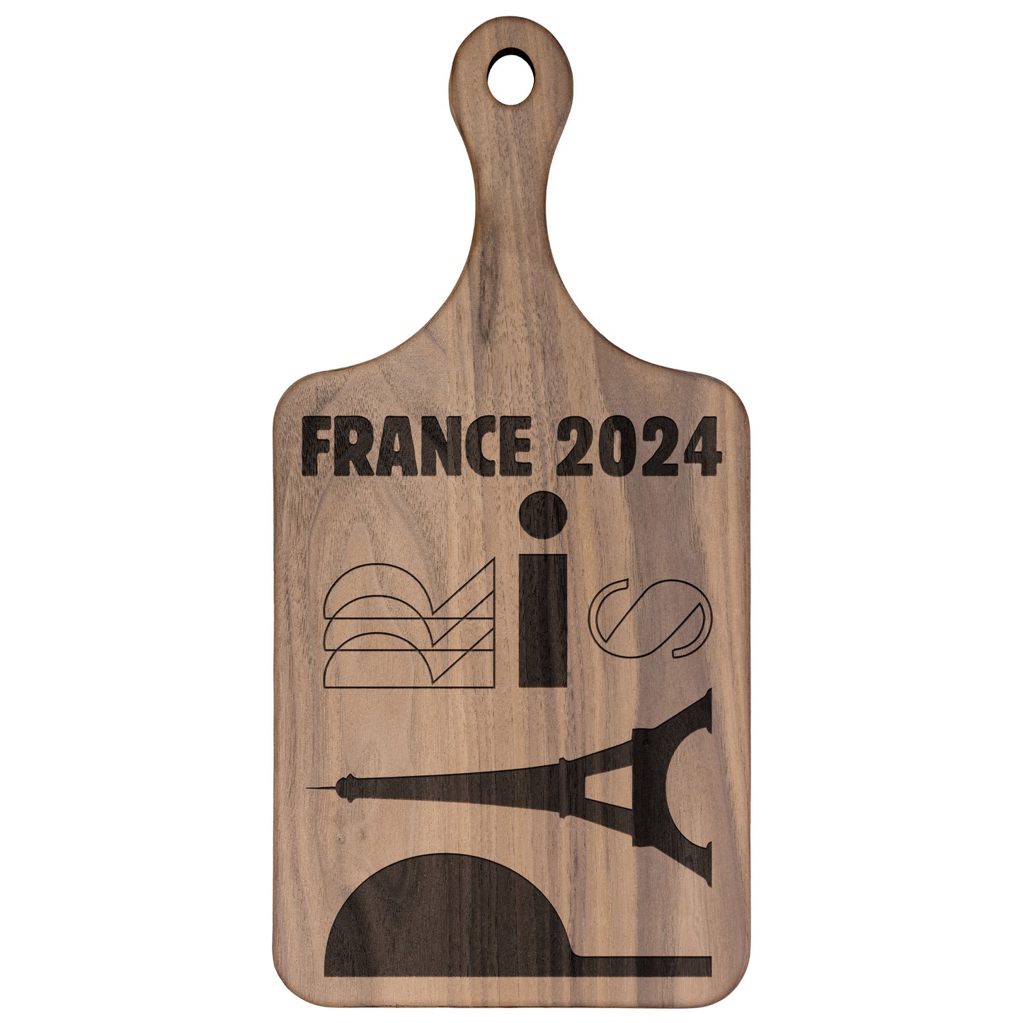 Personalized France Hardwood Paddle Cutting Board updated